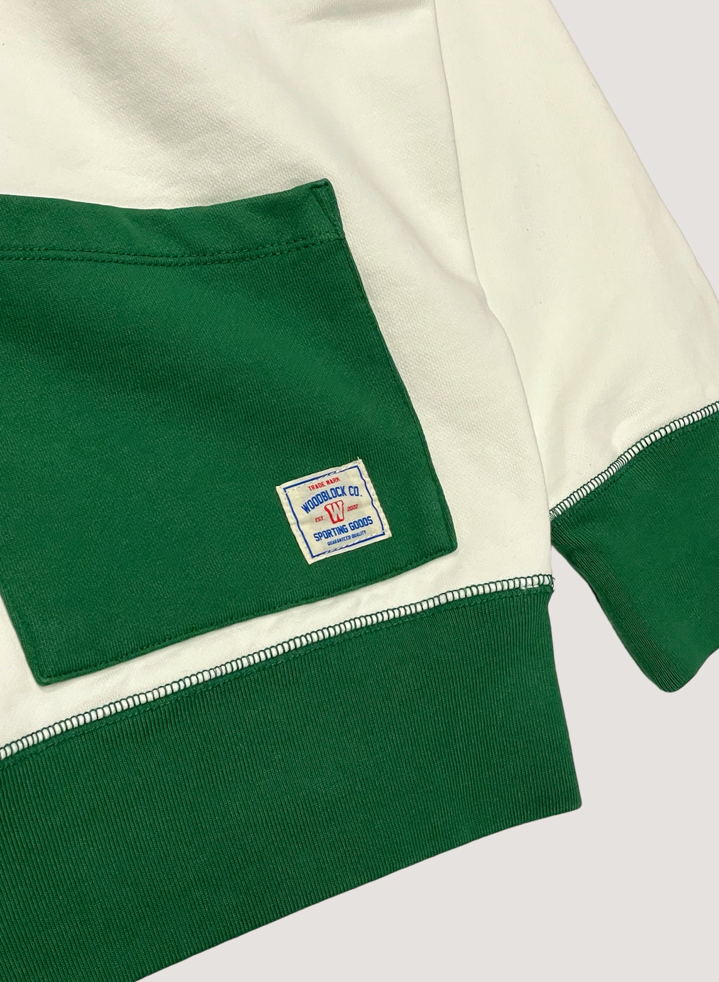 WOODBLOCK 2TONE SWEAT HOODIE GREEN/WHITE (WB-24SS-040)