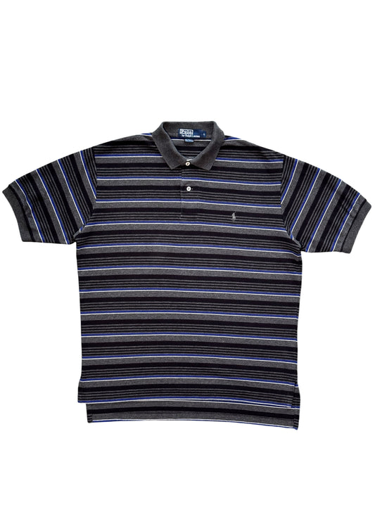 (SUP-682) Polo Ralph Lauren BORDER POLO SHIRT - GREY/BLACK/BLUE