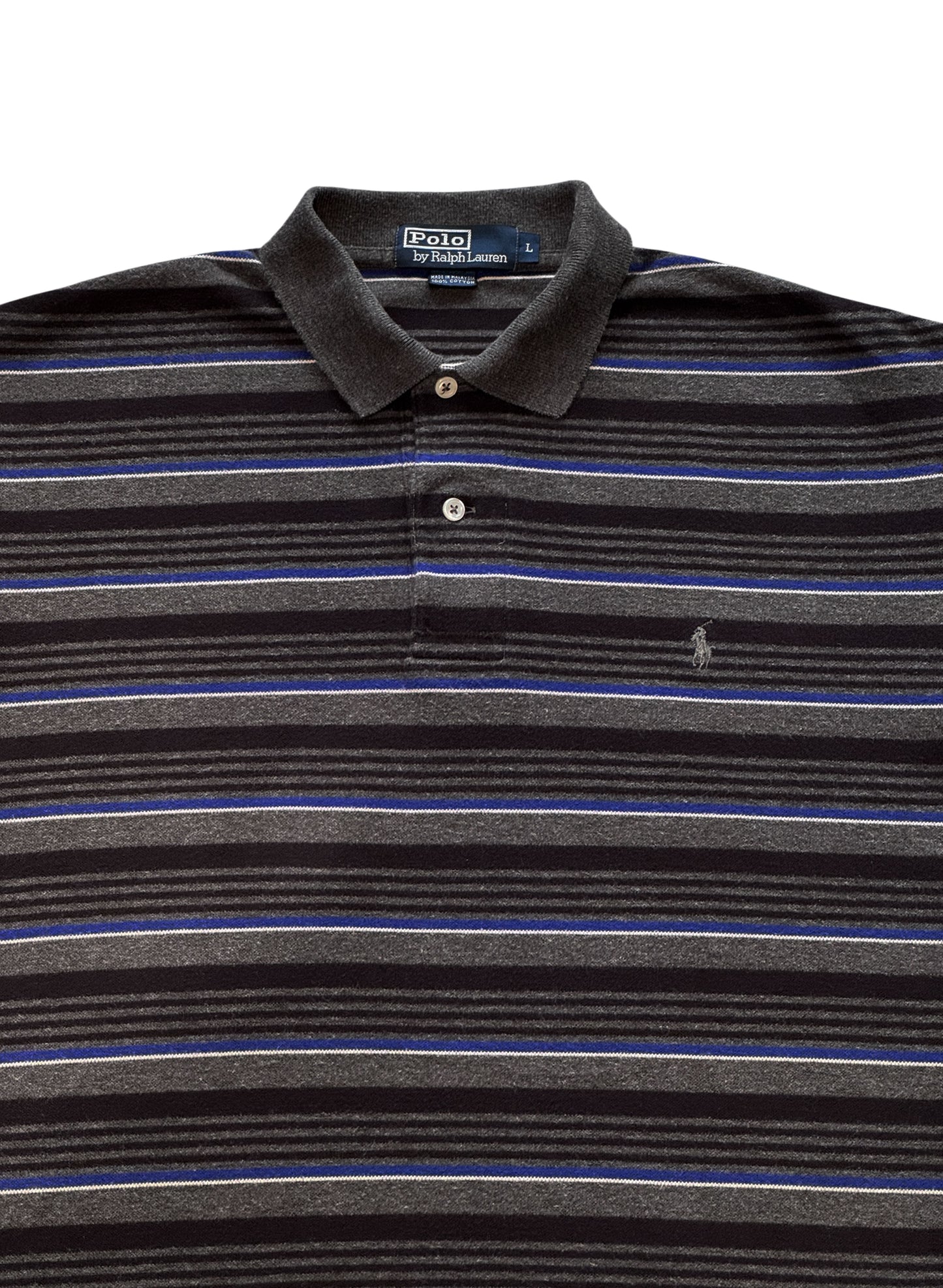 (SUP-682) Polo Ralph Lauren BORDER POLO SHIRT - GREY/BLACK/BLUE