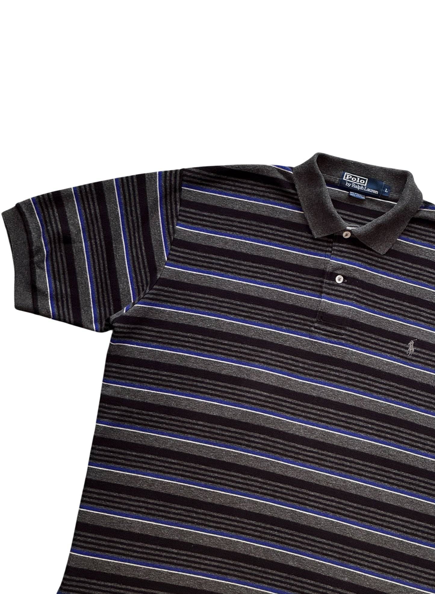 (SUP-682) Polo Ralph Lauren BORDER POLO SHIRT - GREY/BLACK/BLUE