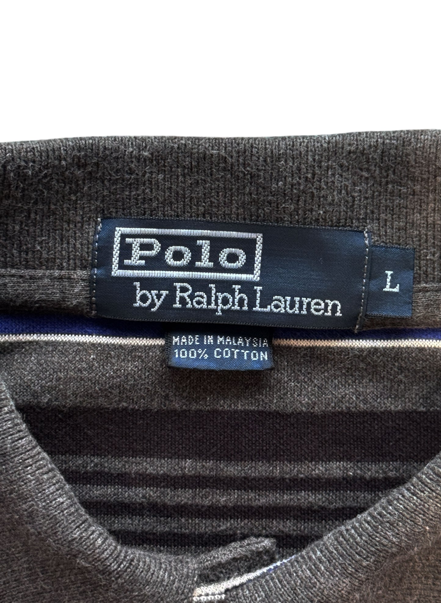 (SUP-682) Polo Ralph Lauren BORDER POLO SHIRT - GREY/BLACK/BLUE