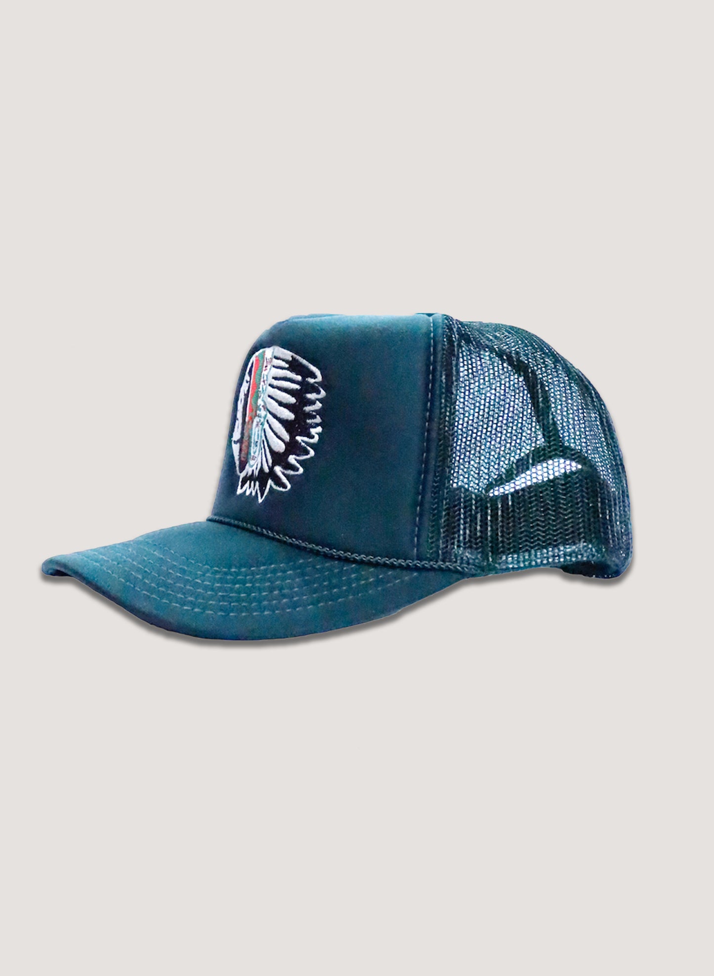 WOODBLOCK CHIEF HEAD MESH CAP GREEN (23SS-023)