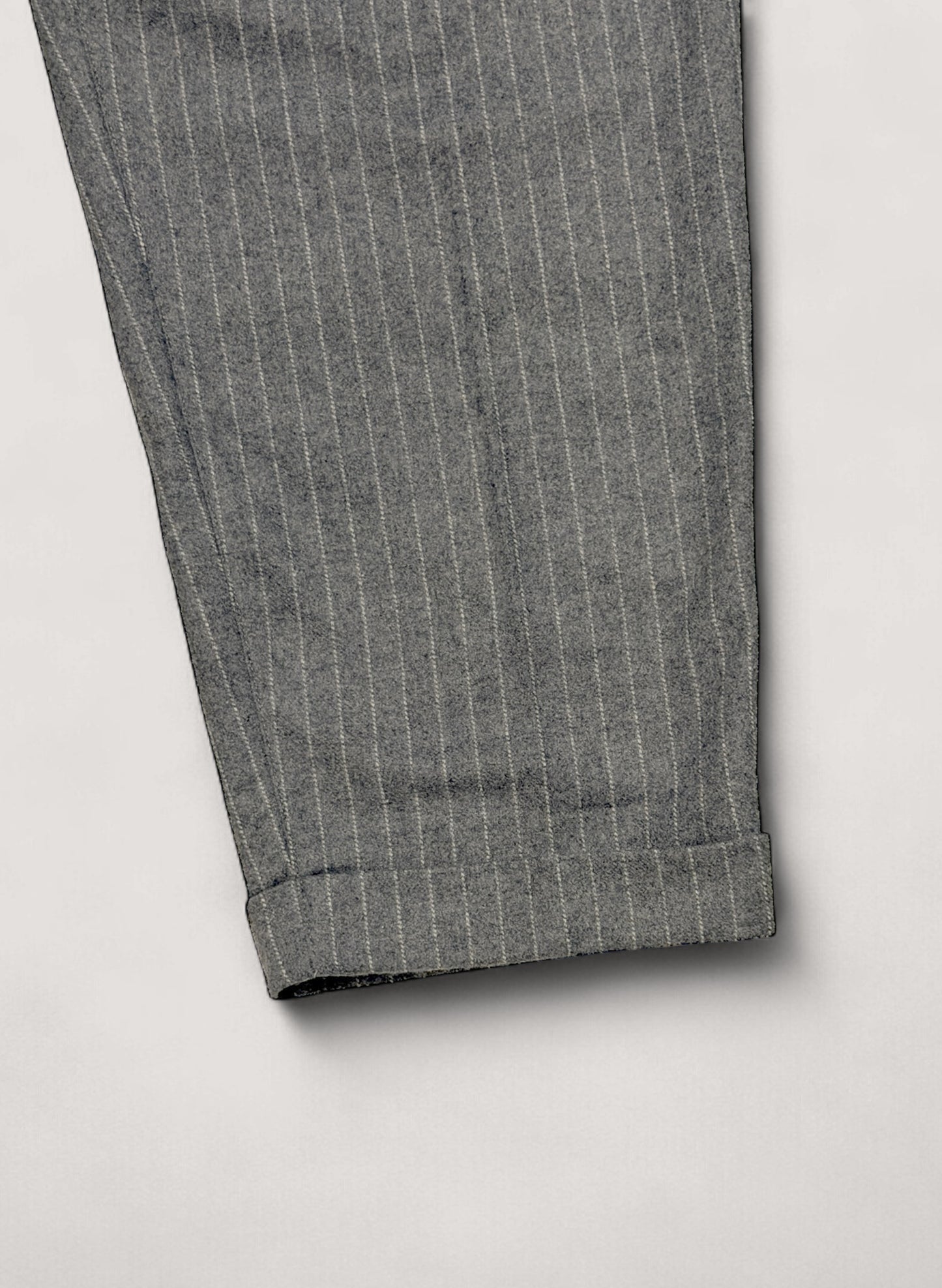 WOODBLOCK 2TUCK STRIPE WOOL TROUSER GREY STRIPE (WB-25AW-009)