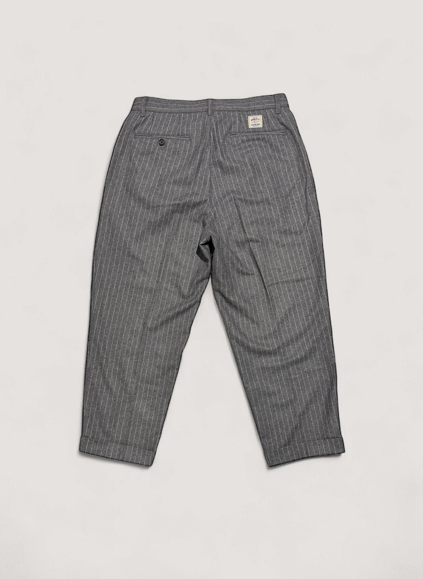 WOODBLOCK 2TUCK STRIPE WOOL TROUSER GREY STRIPE (WB-25AW-009)