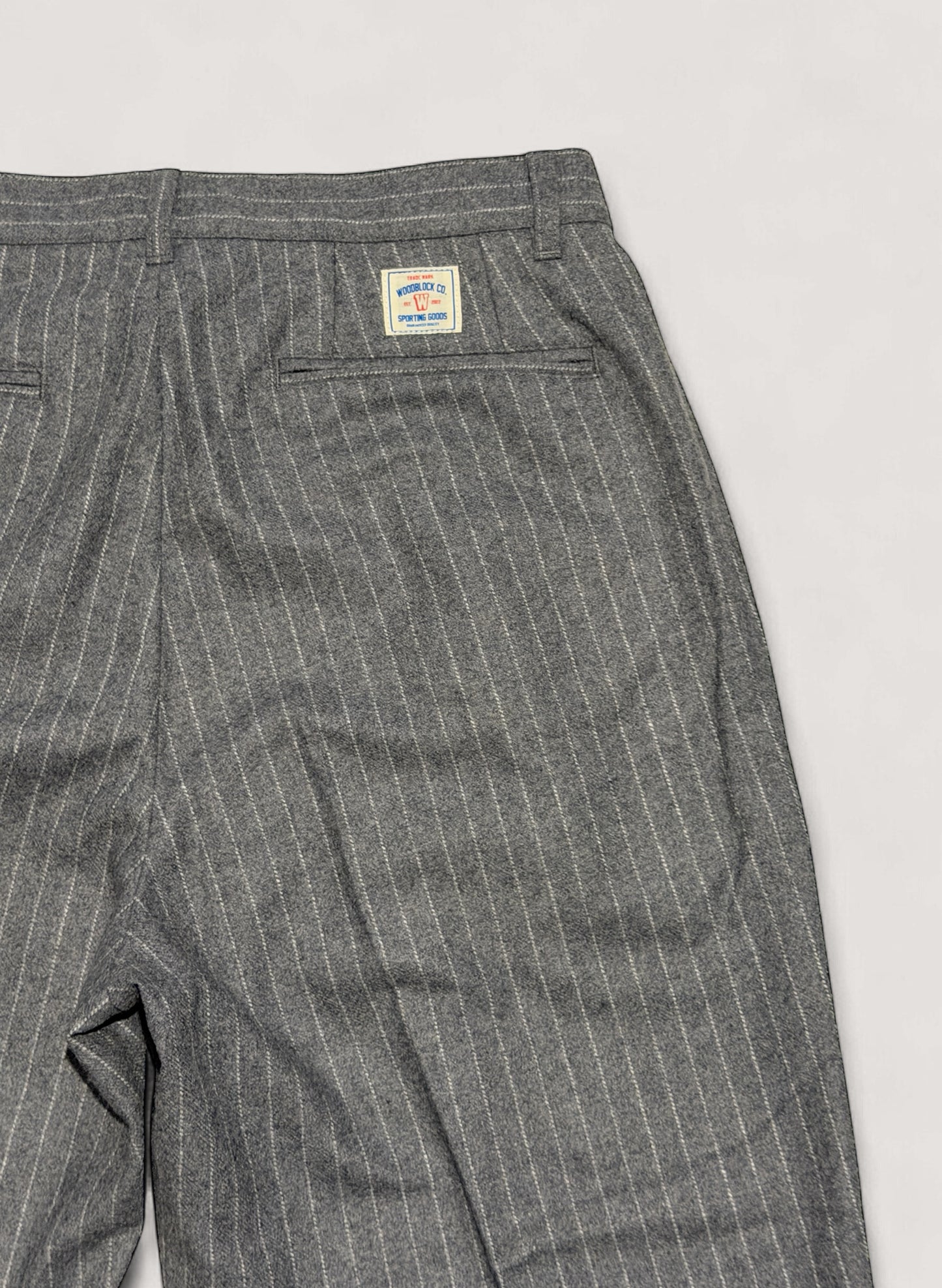 WOODBLOCK 2TUCK STRIPE WOOL TROUSER GREY STRIPE (WB-25AW-009)