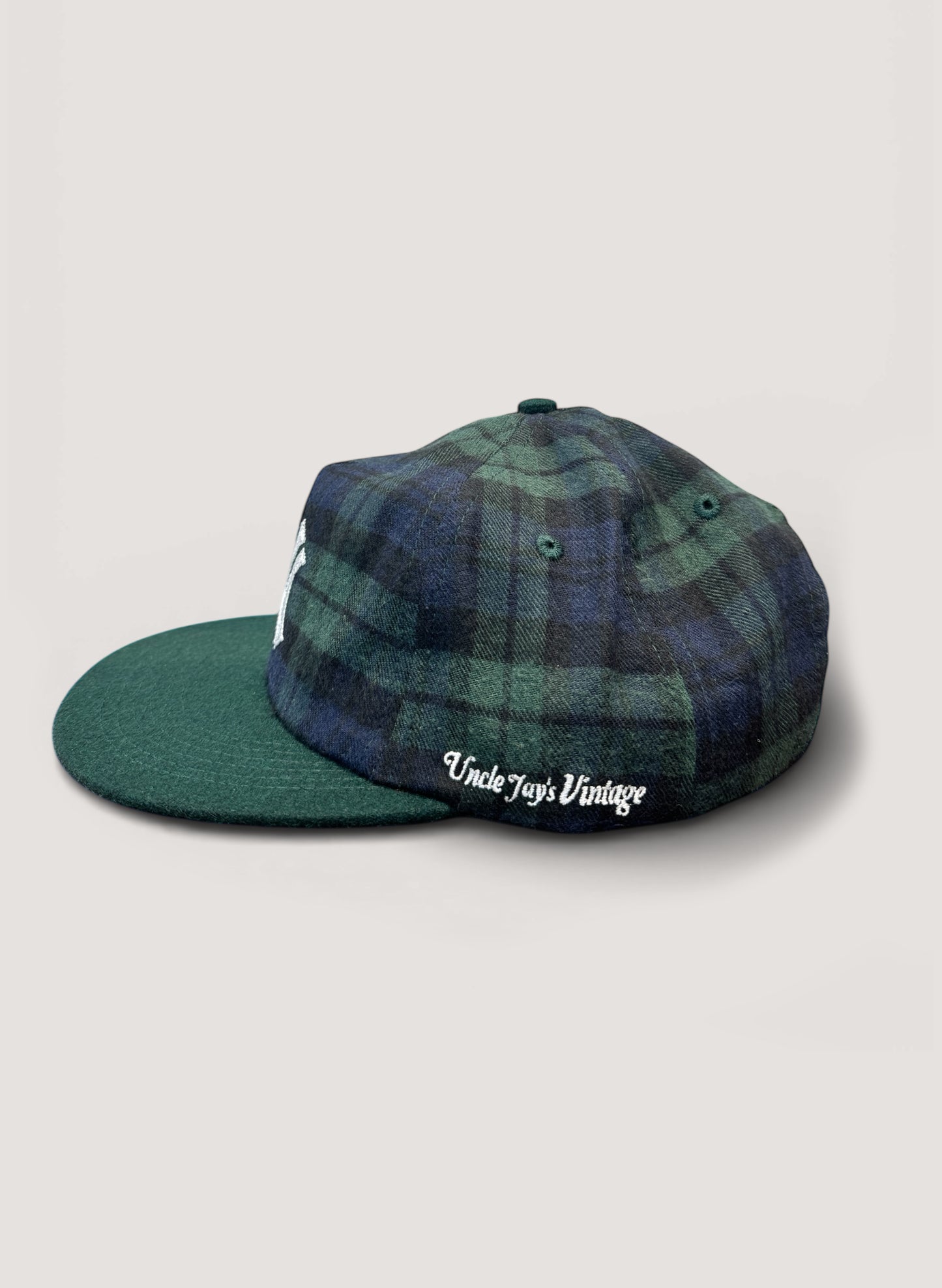 Uncle Jay's Vintage YANKEES FLANNEL BLACK WATCH CAP GREEN CHECK (UNCLE-006)
