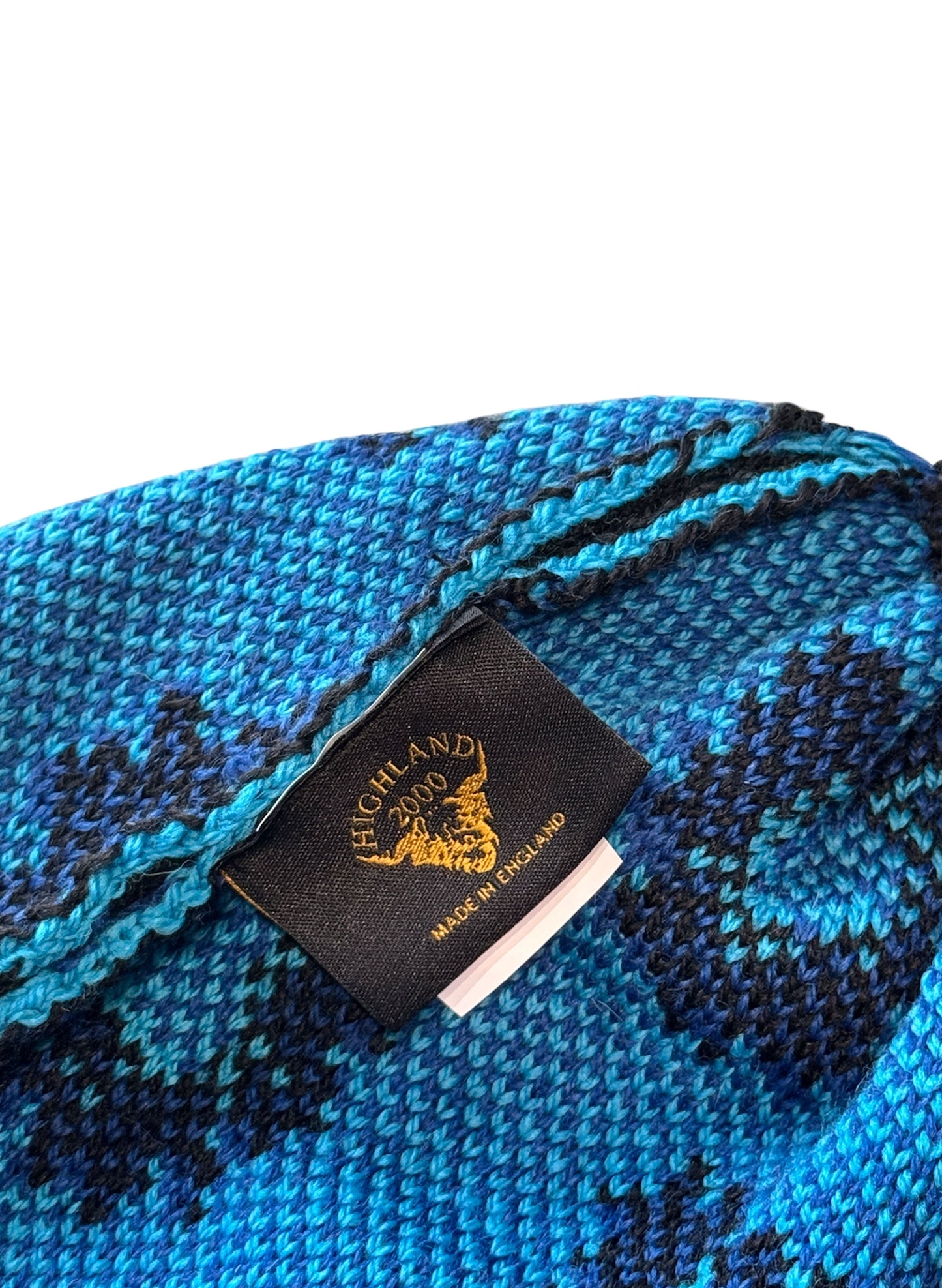 (SUP-444) HIGHLAND2000 SUNFLOWER WOOL KNIT CAP - BLUE - MADE IN ENGLAND