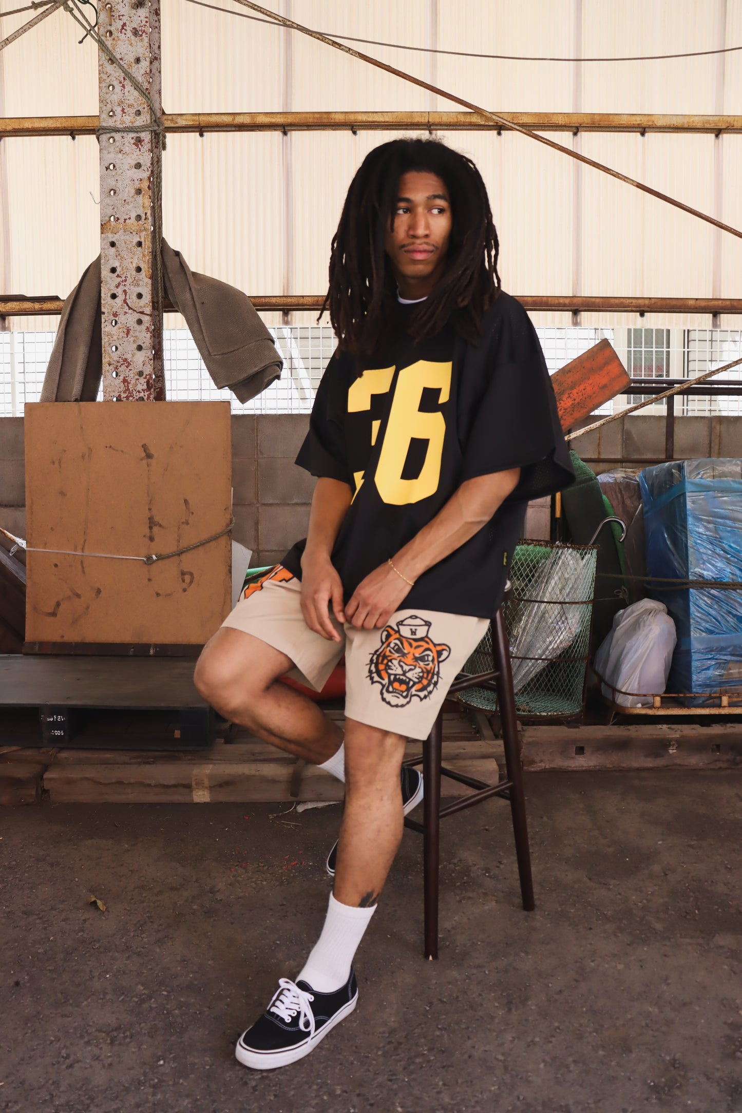 WOODBLOCK 36 S/S CREW NECK MESH FOOTBALL SHIRT BLACK/YELLOW (WB-26SS-020)