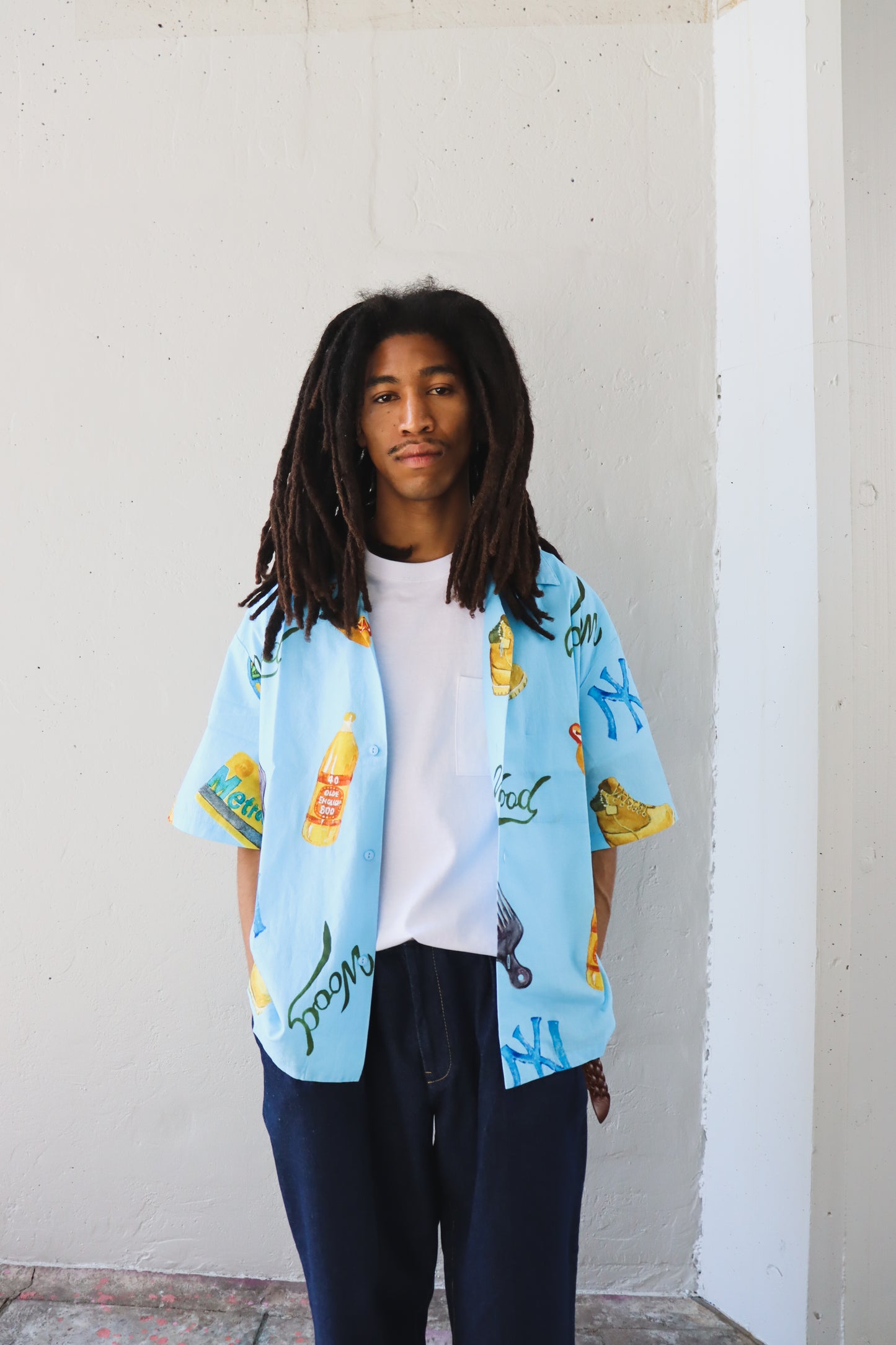 WOODBLOCK x TSUYOSHI YAMANAKA NEW YORK S/S OPEN COLLAR SHIRT SAX (WB-26SS-021)