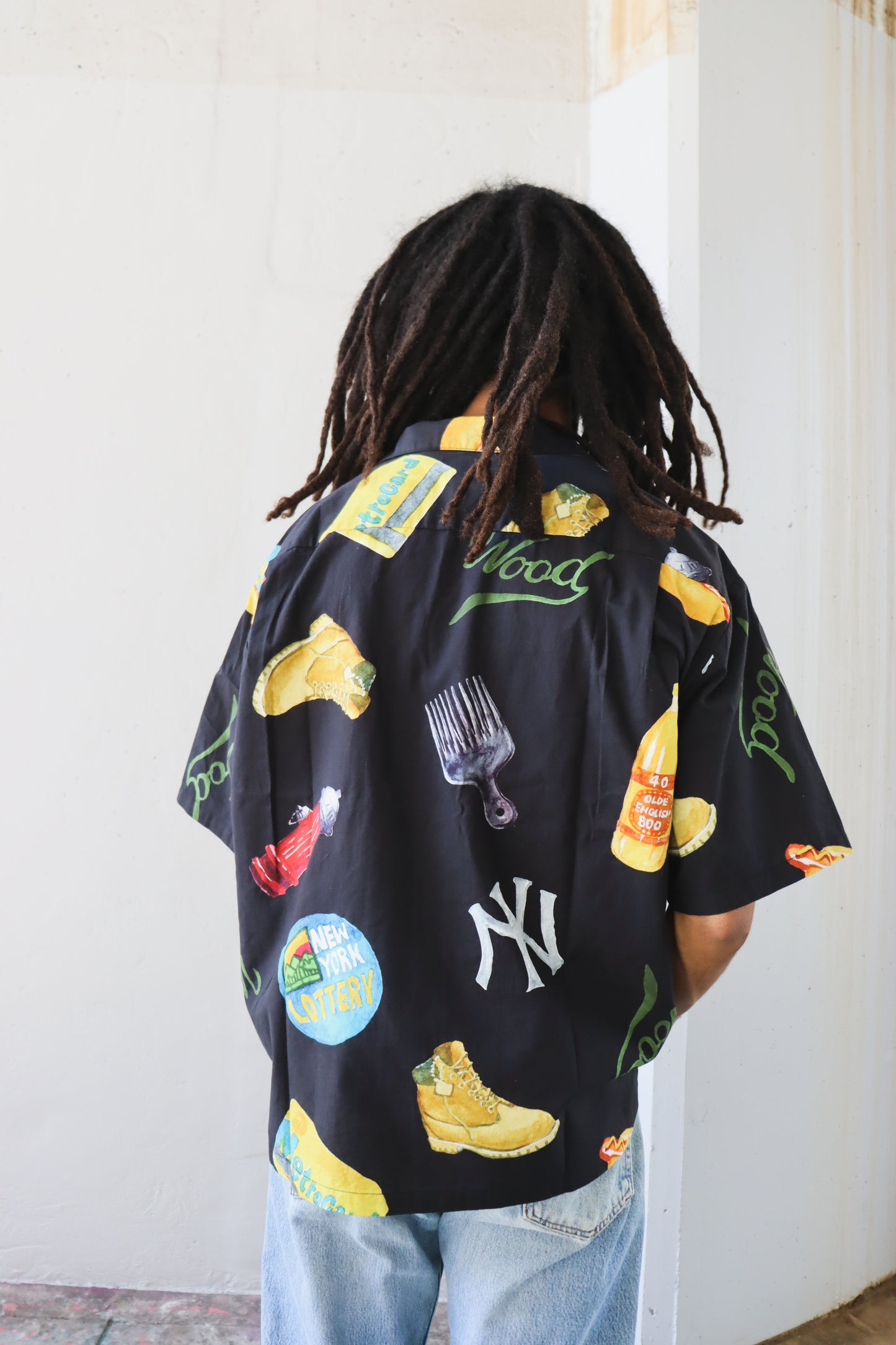 WOODBLOCK x TSUYOSHI YAMANAKA NEW YORK S/S OPEN COLLAR SHIRT BLACK (WB-26SS-021)