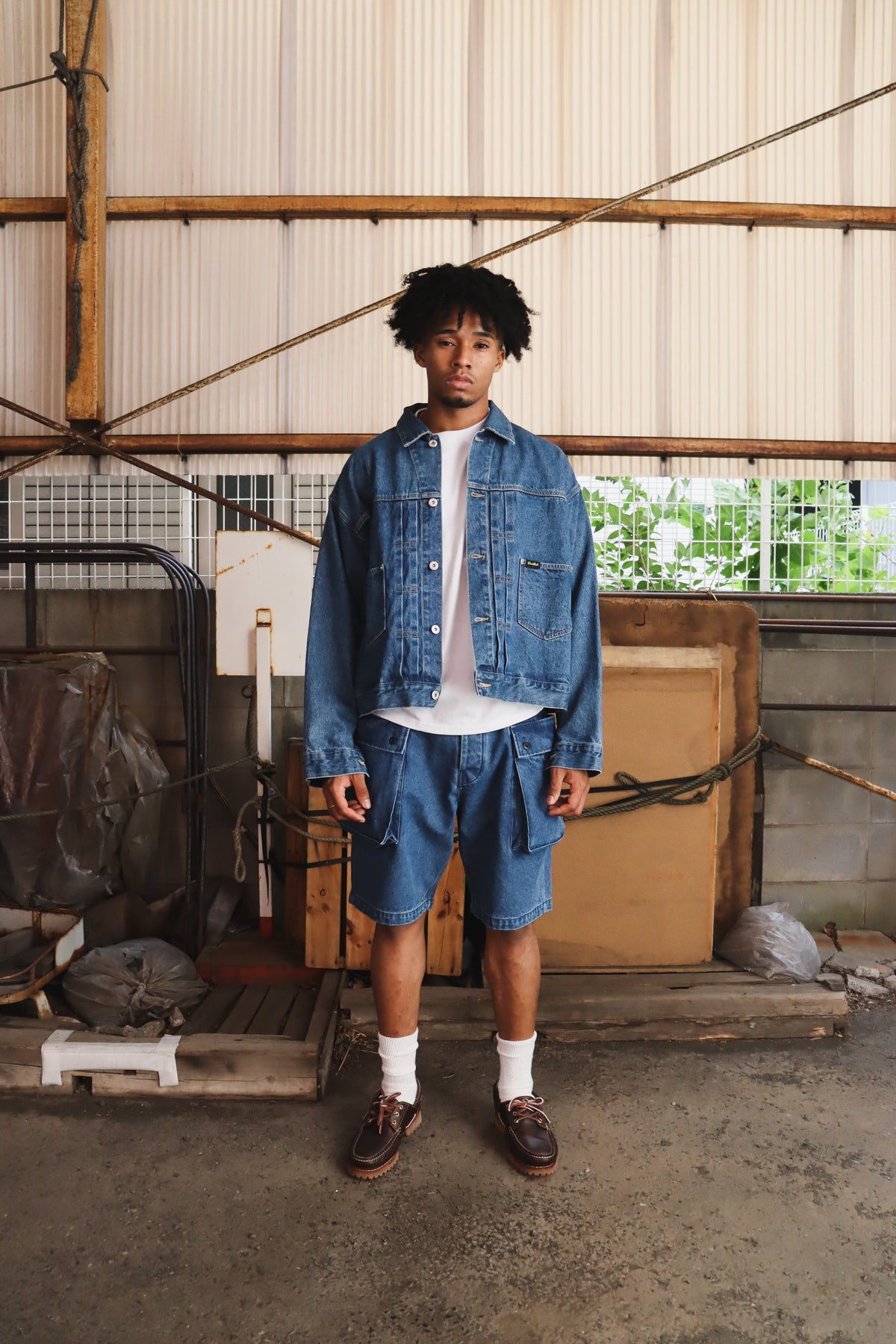 WOODBLOCK W-44 DENIM CARGO SHORTS INDIGO (WB-26SS-023)