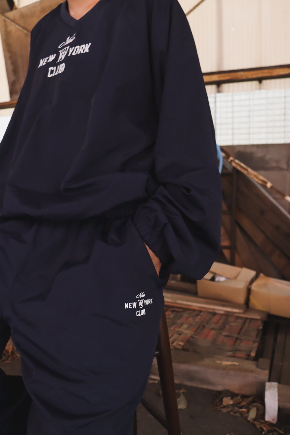 WOODBLOCK x NEW NEW YORK CLUB NYLON PANTS NAVY (WB-26AW-007)