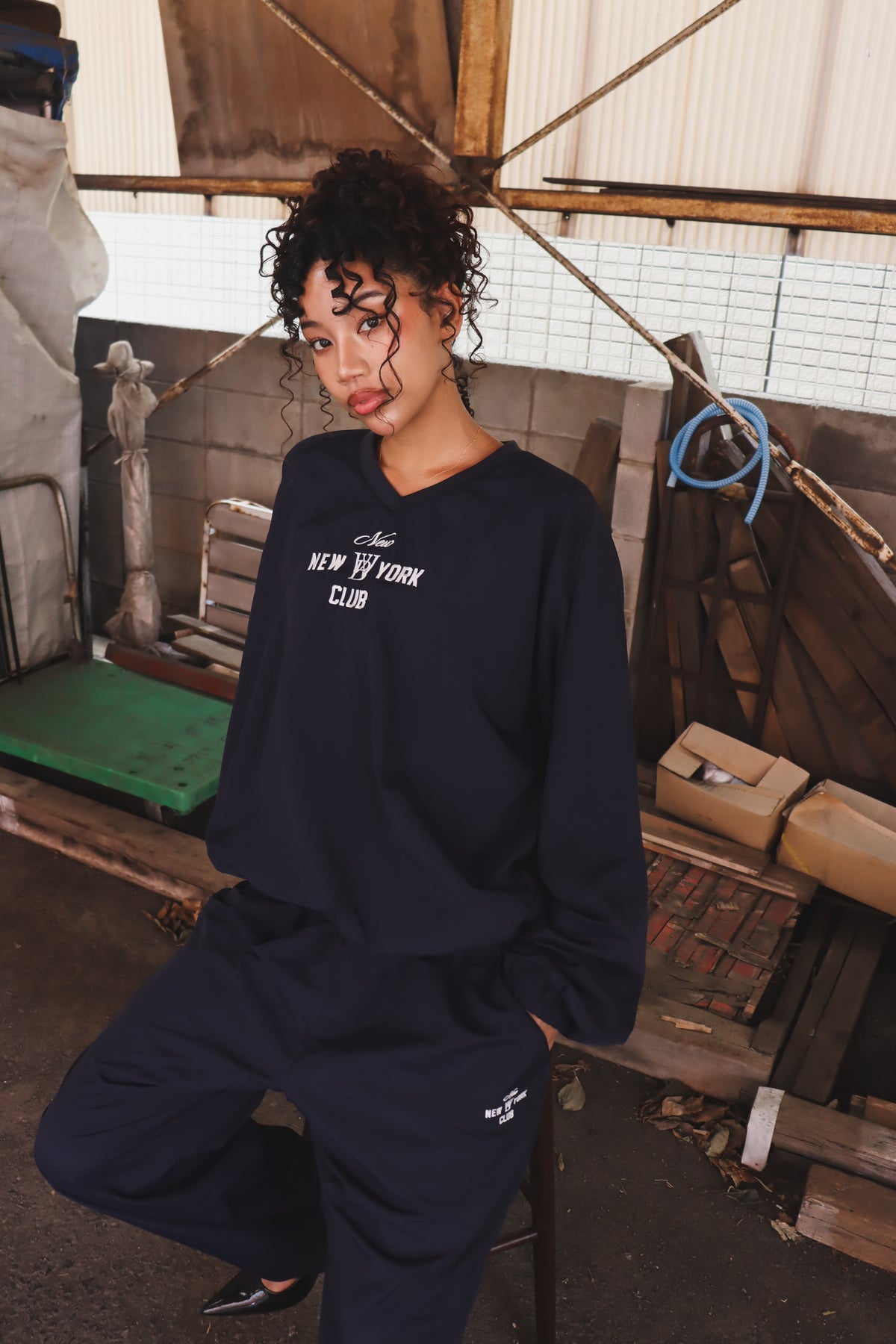 WOODBLOCK x NEW NEW YORK CLUB NYLON PANTS NAVY (WB-26AW-007)