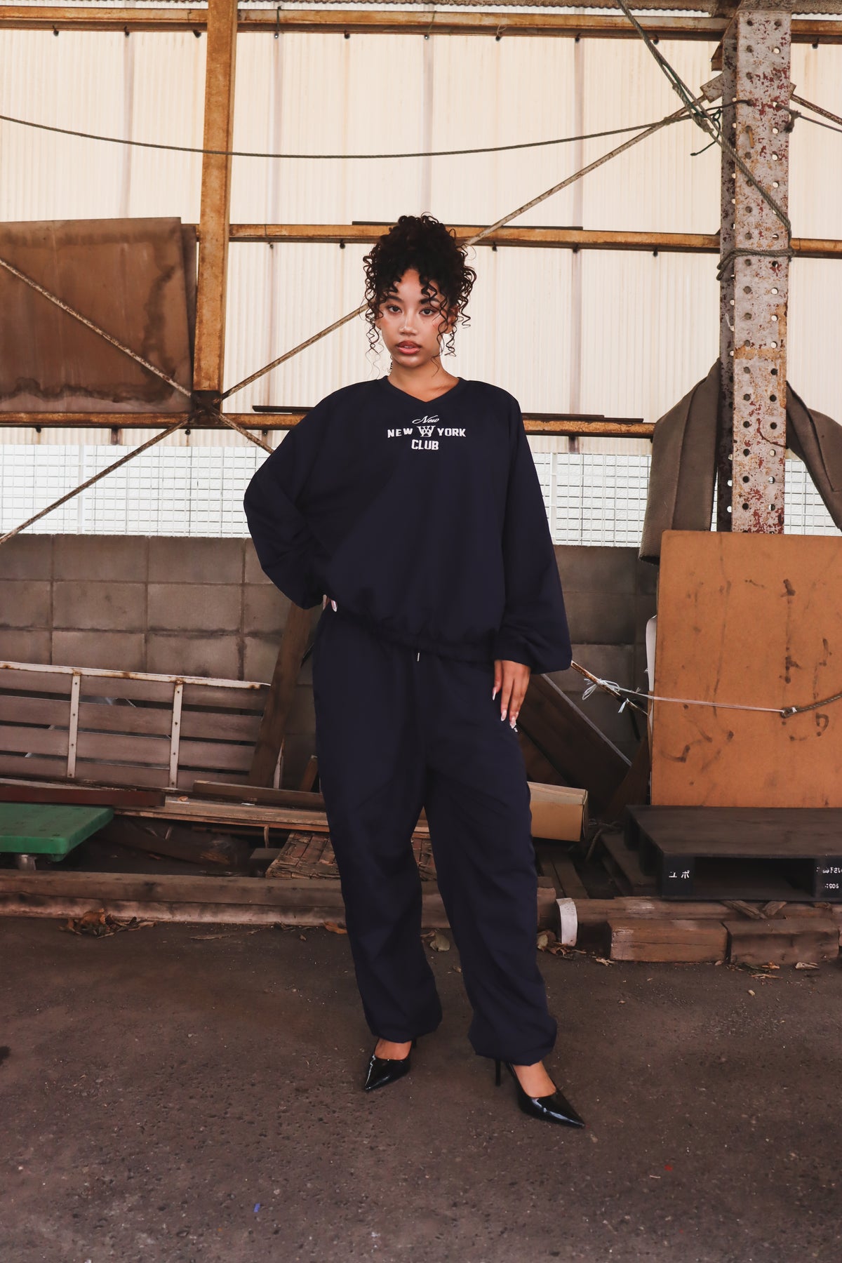 WOODBLOCK x NEW NEW YORK CLUB NYLON PANTS NAVY (WB-26AW-007)