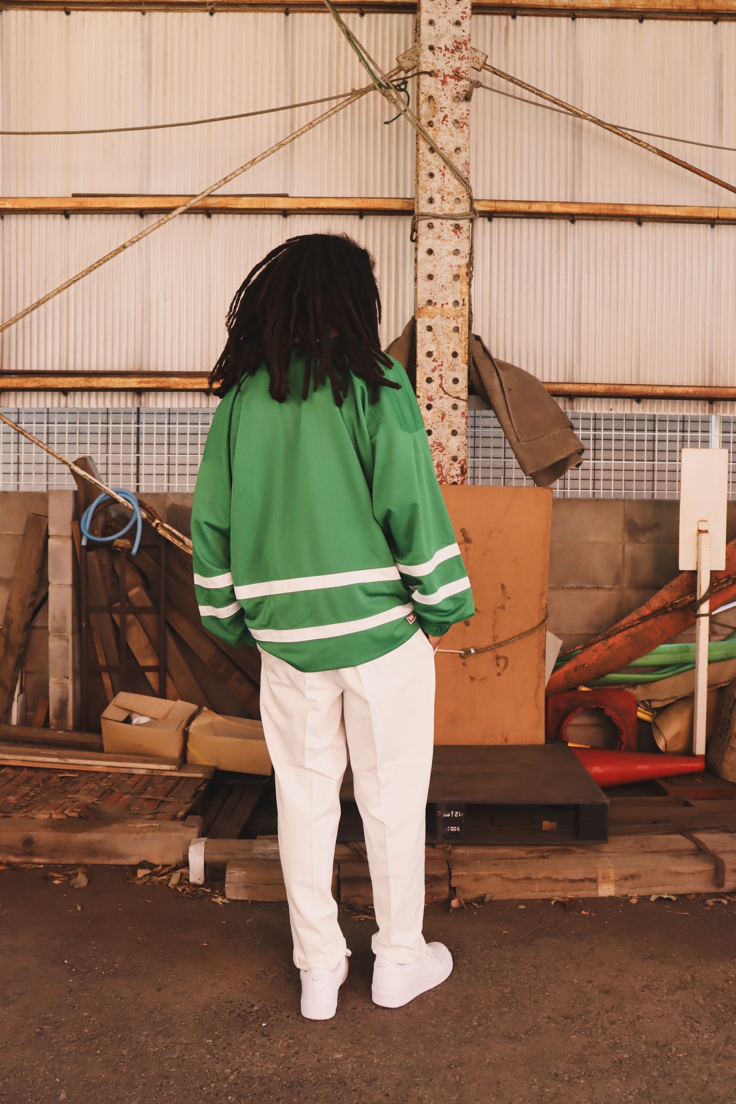 WOODBLOCK LS MESH HOCKEY JERSEY GREEN/WHITE (WB-26AW-001)