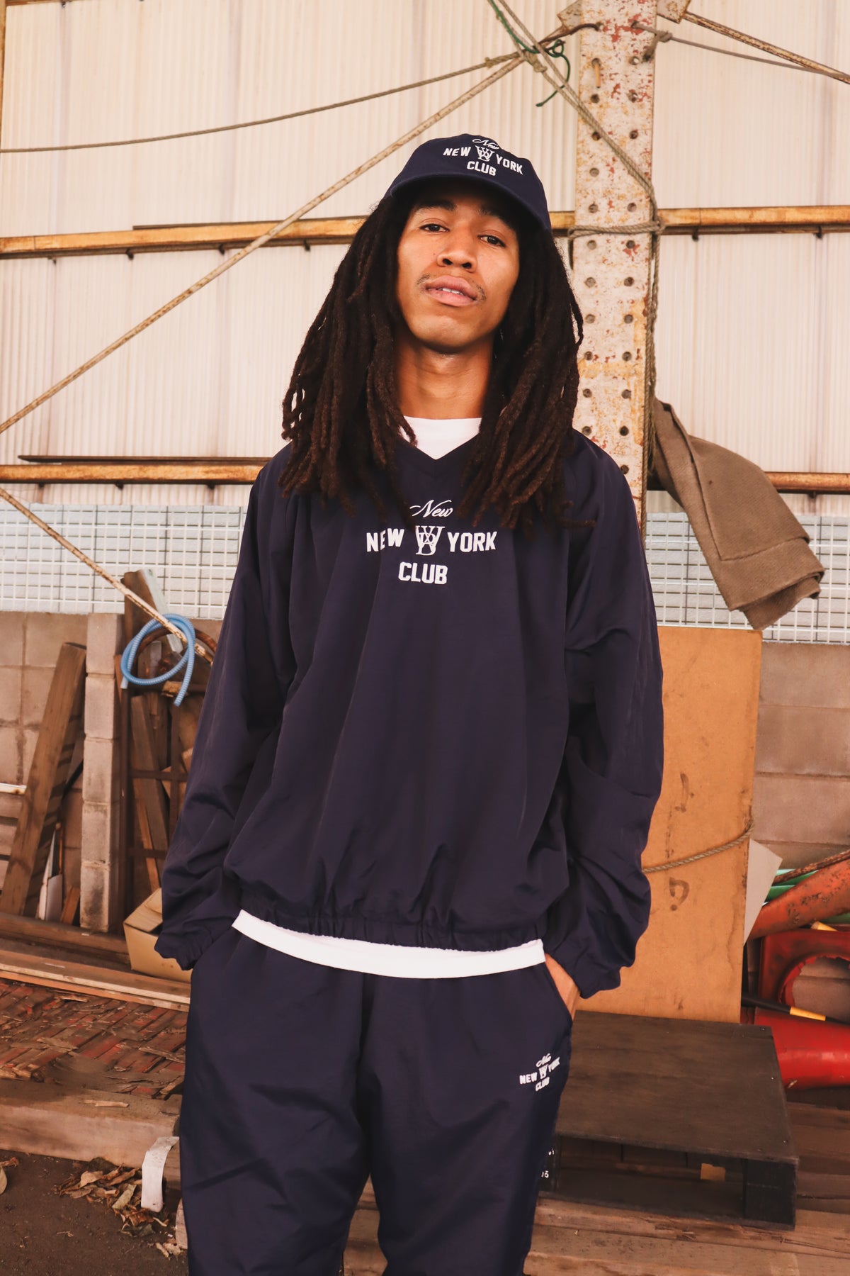 WOODBLOCK x NEW NEW YORK CLUB PULL OVER NYLON JACKET NAVY (WB-26AW-006)