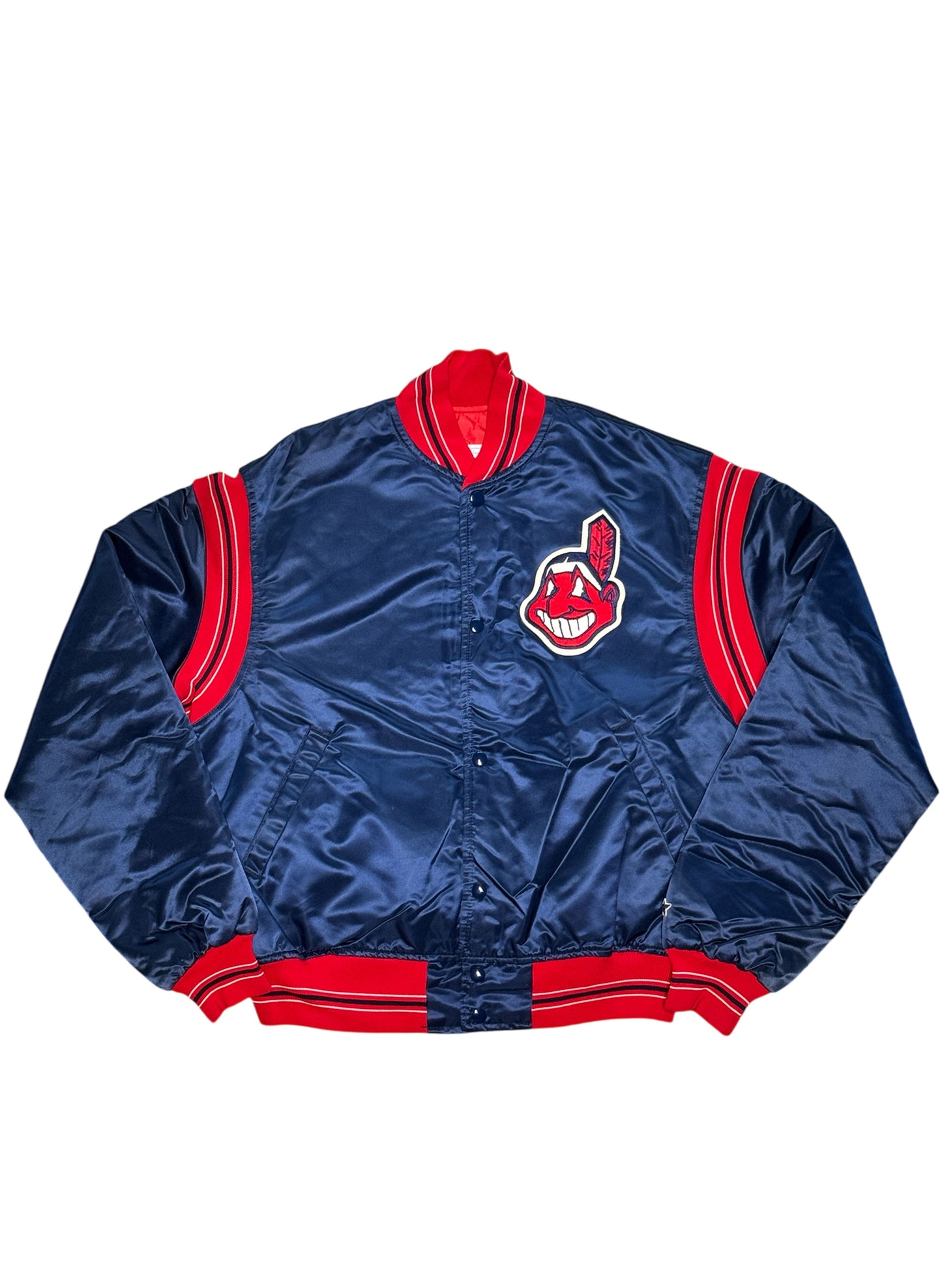 (SUP-534) STARTER MLB INDIANS NYLON STADIUM JACKET - MADE IN U.S.A.