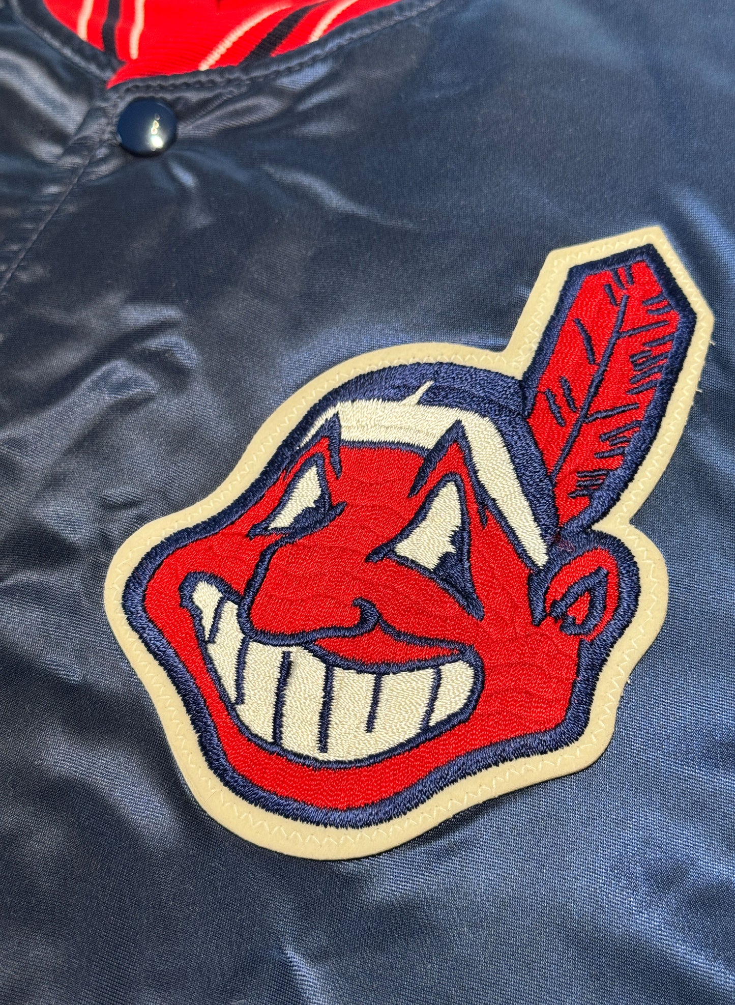 (SUP-534) STARTER MLB INDIANS NYLON STADIUM JACKET - MADE IN U.S.A.