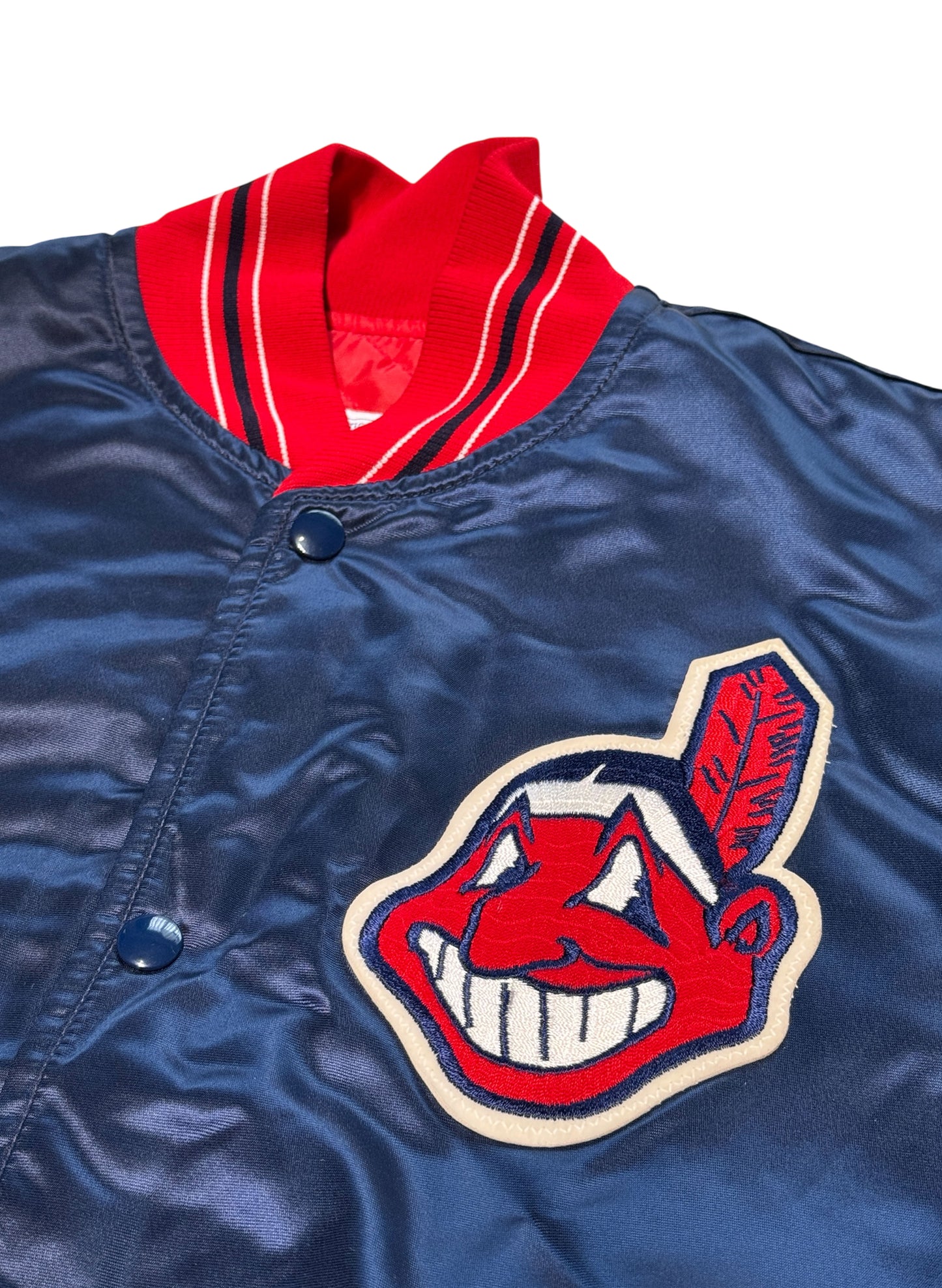 (SUP-534) STARTER MLB INDIANS NYLON STADIUM JACKET - MADE IN U.S.A.