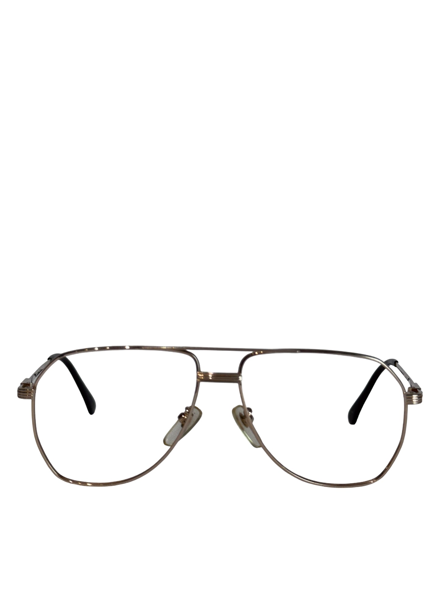 (SUP-766) 90s VINTAGE TWO BRIDGE GOLD FRAME GLASSES - JAGUAR（レンズなし）