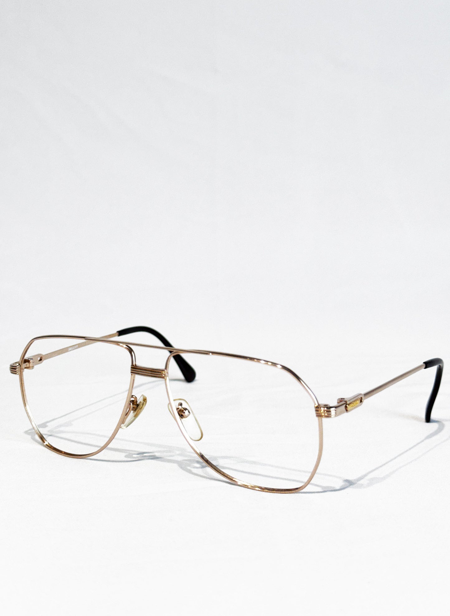 (SUP-766) 90s VINTAGE TWO BRIDGE GOLD FRAME GLASSES - JAGUAR（レンズなし）