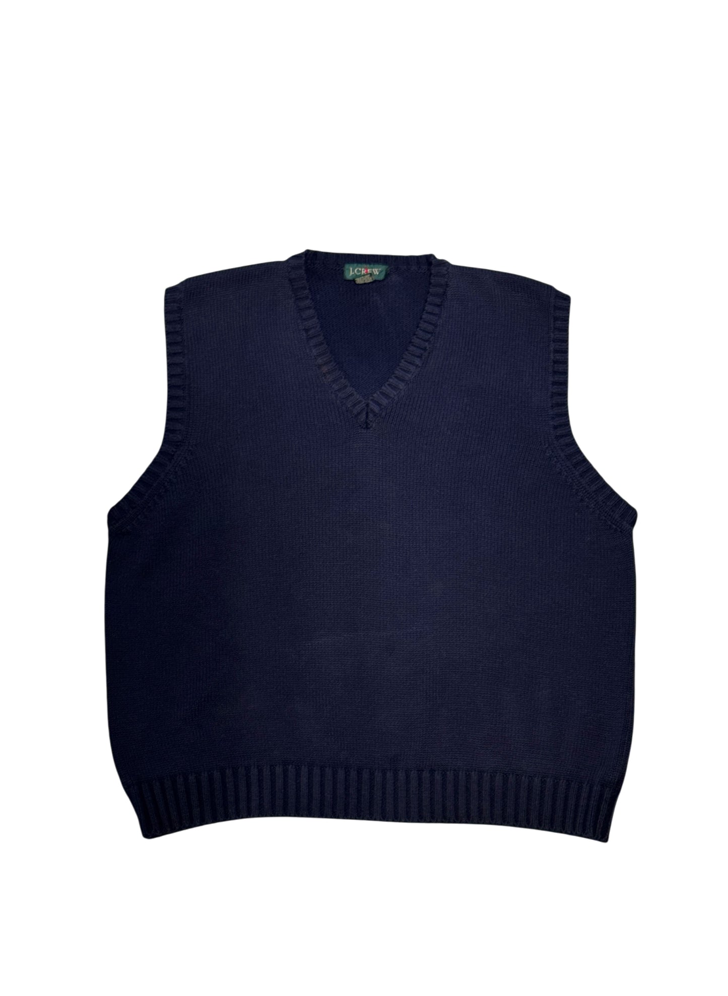(SUP-654) 90s J.CREW COTTON KNIT VEST - NAVY