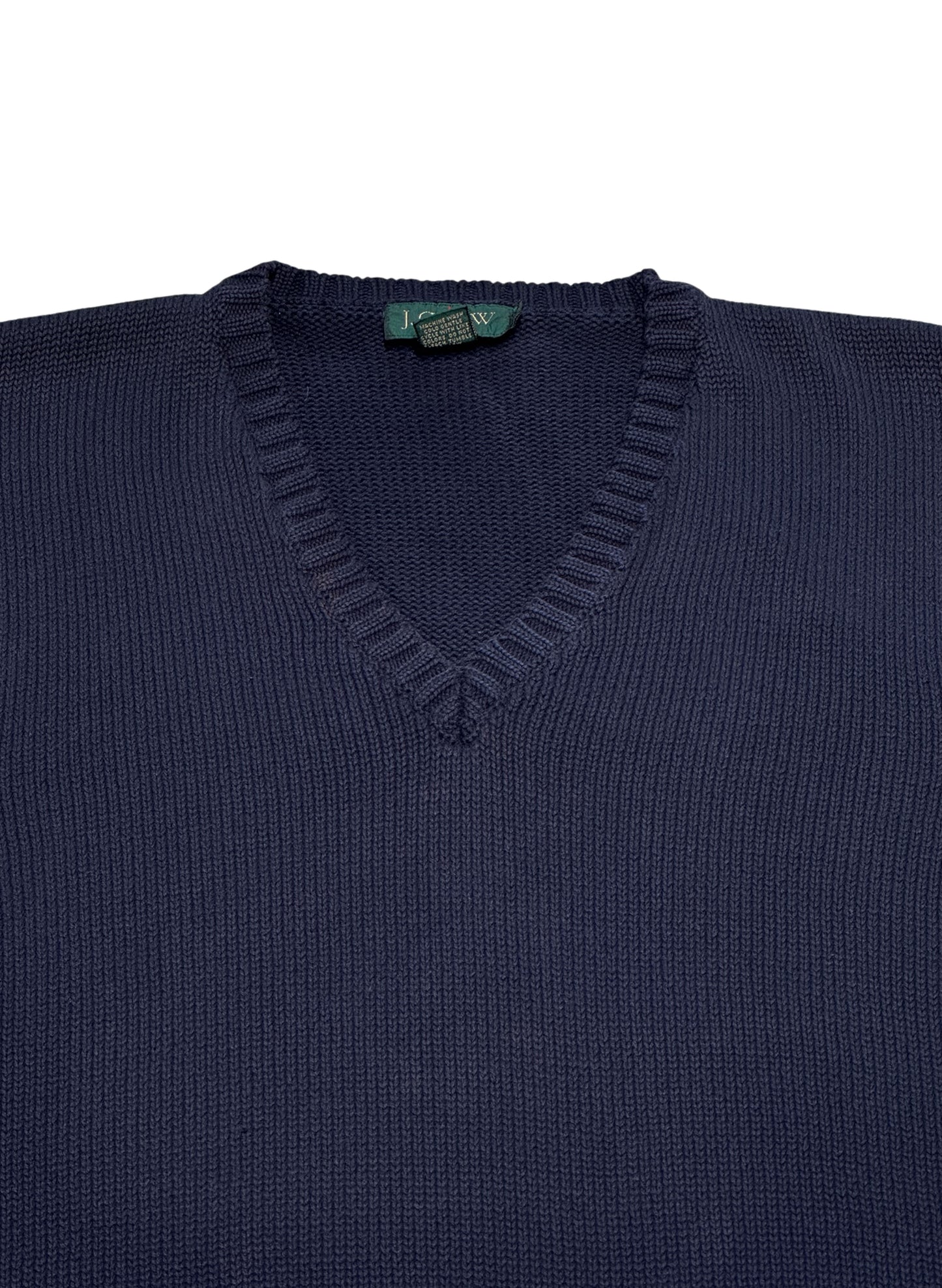 (SUP-654) 90s J.CREW COTTON KNIT VEST - NAVY