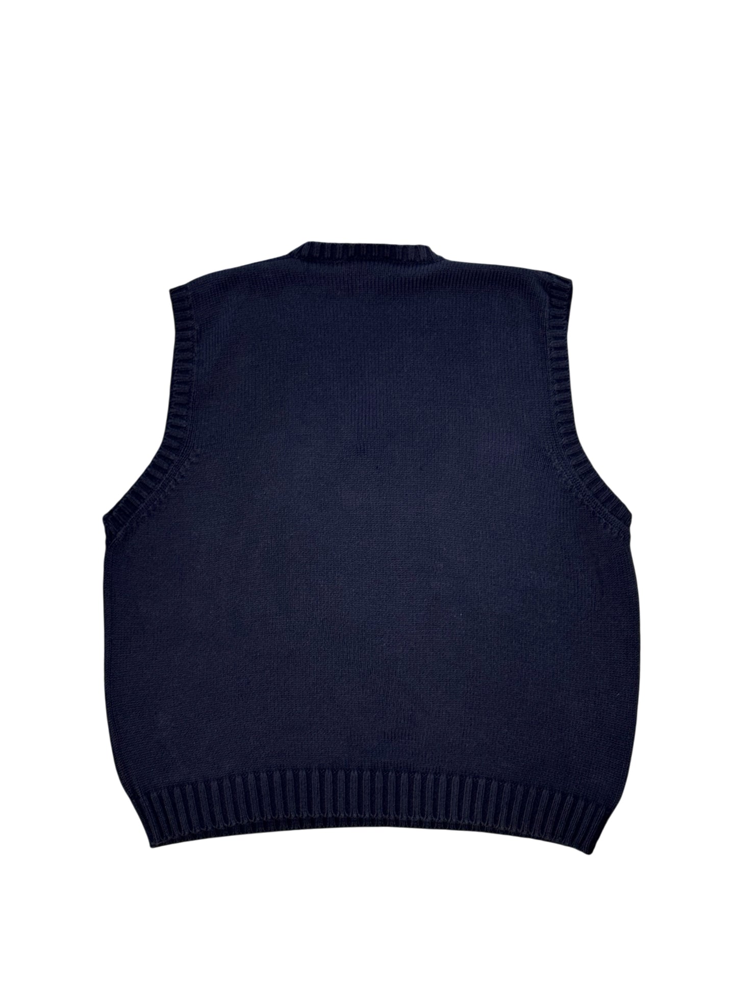 (SUP-654) 90s J.CREW COTTON KNIT VEST - NAVY