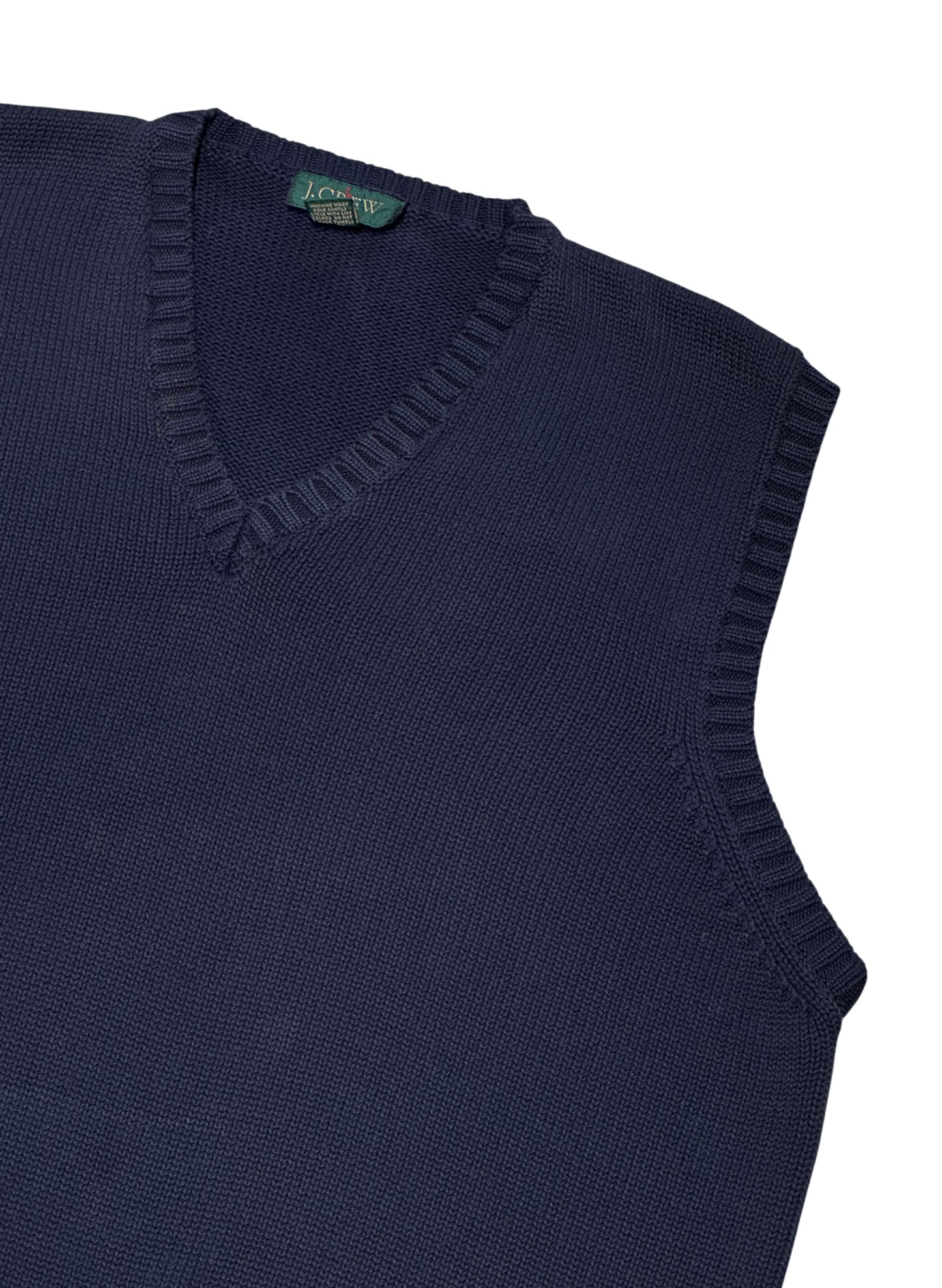 (SUP-654) 90s J.CREW COTTON KNIT VEST - NAVY