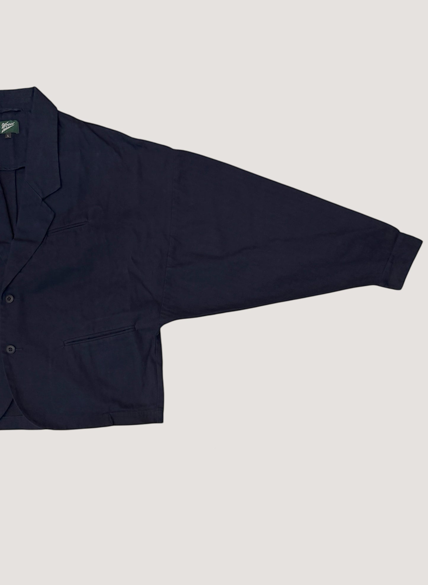 WOODBLOCK HERRINGBONE 2BTN WIDE SLEEVE JACKET NAVY(WB-25AW-004)