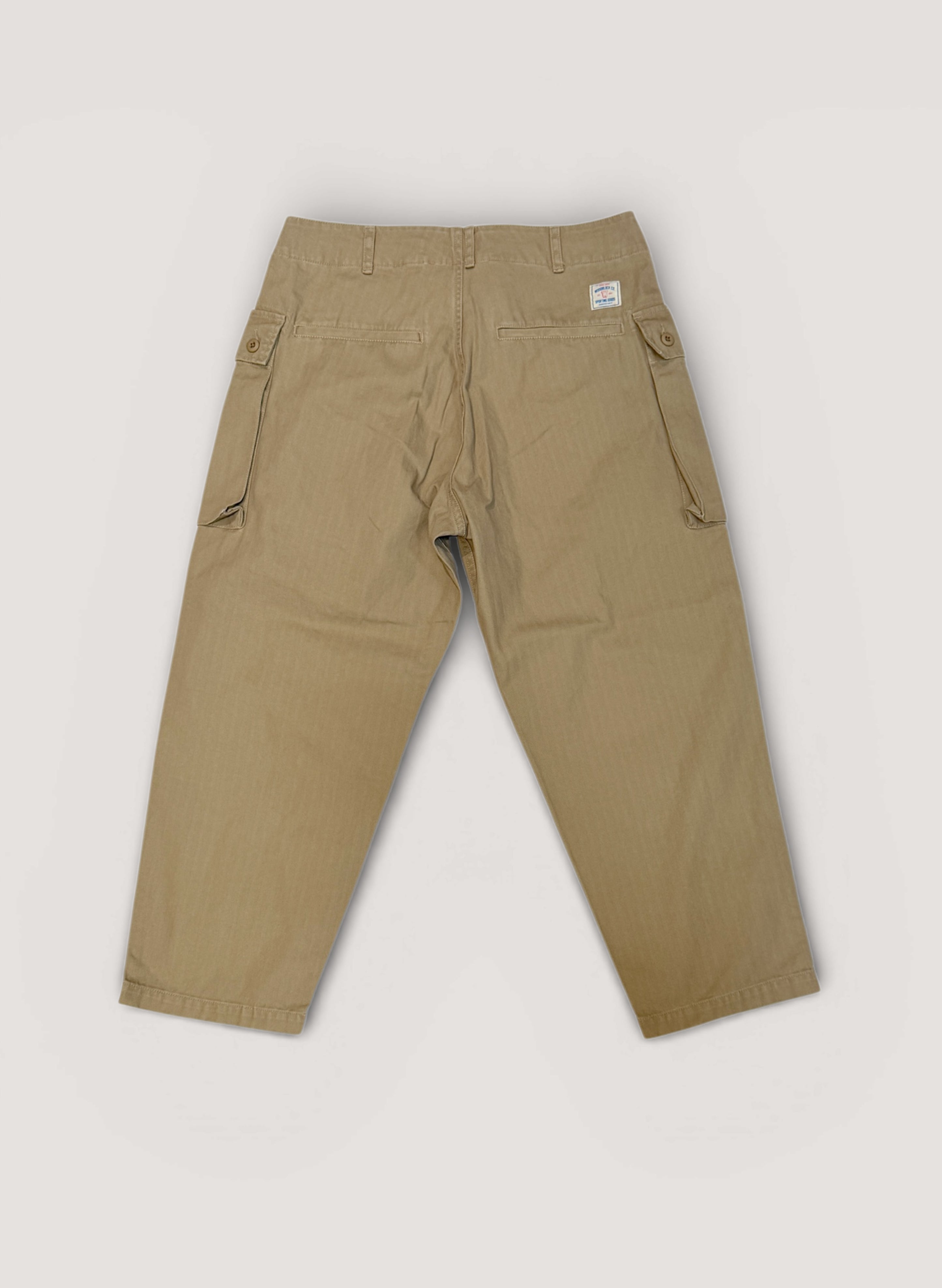 WOODBLOCK W-44 HERRINGBONE CARGO PANTS KHAKI (WB-26SS-002)
