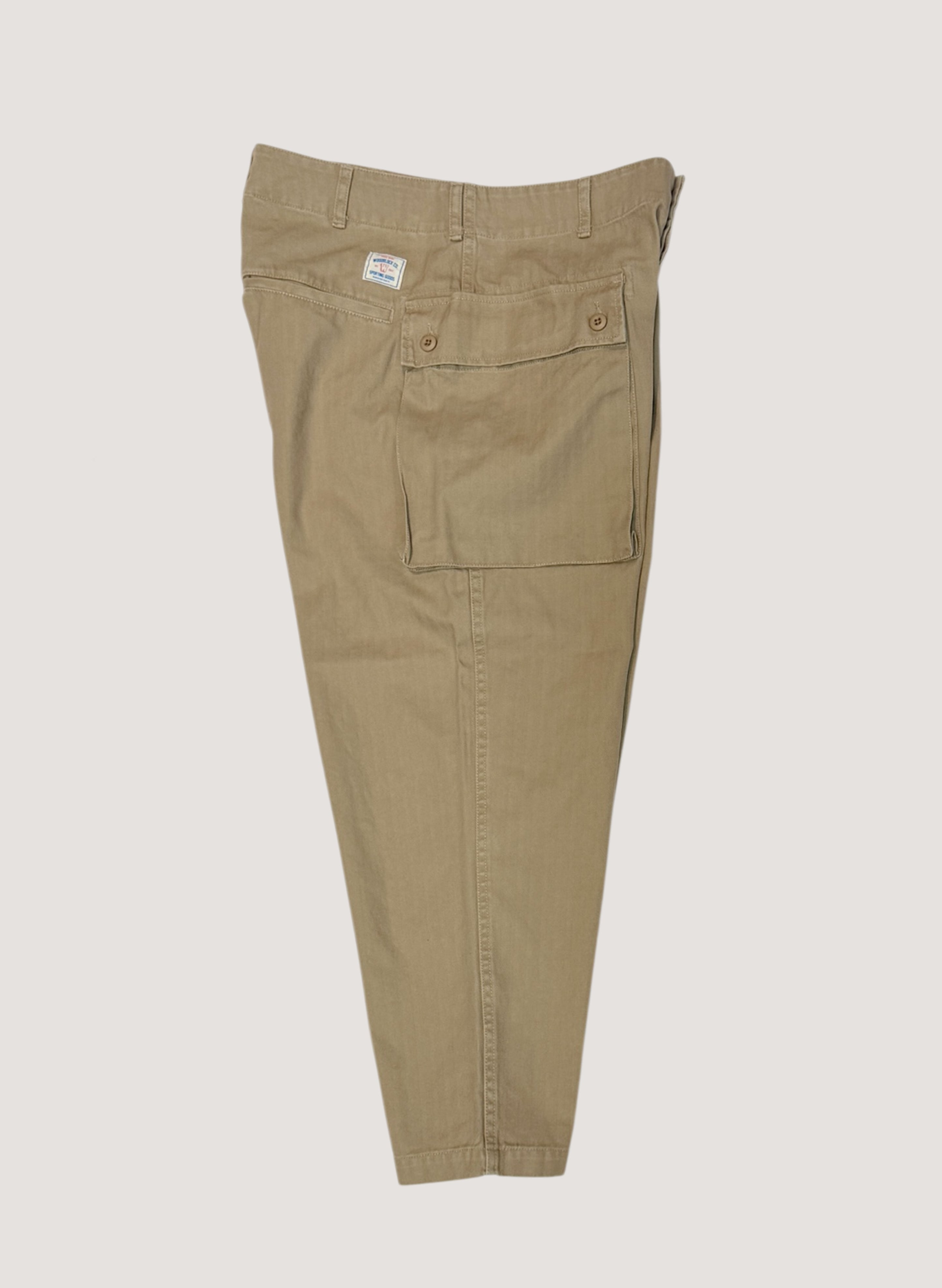 WOODBLOCK W-44 HERRINGBONE CARGO PANTS KHAKI (WB-26SS-002)
