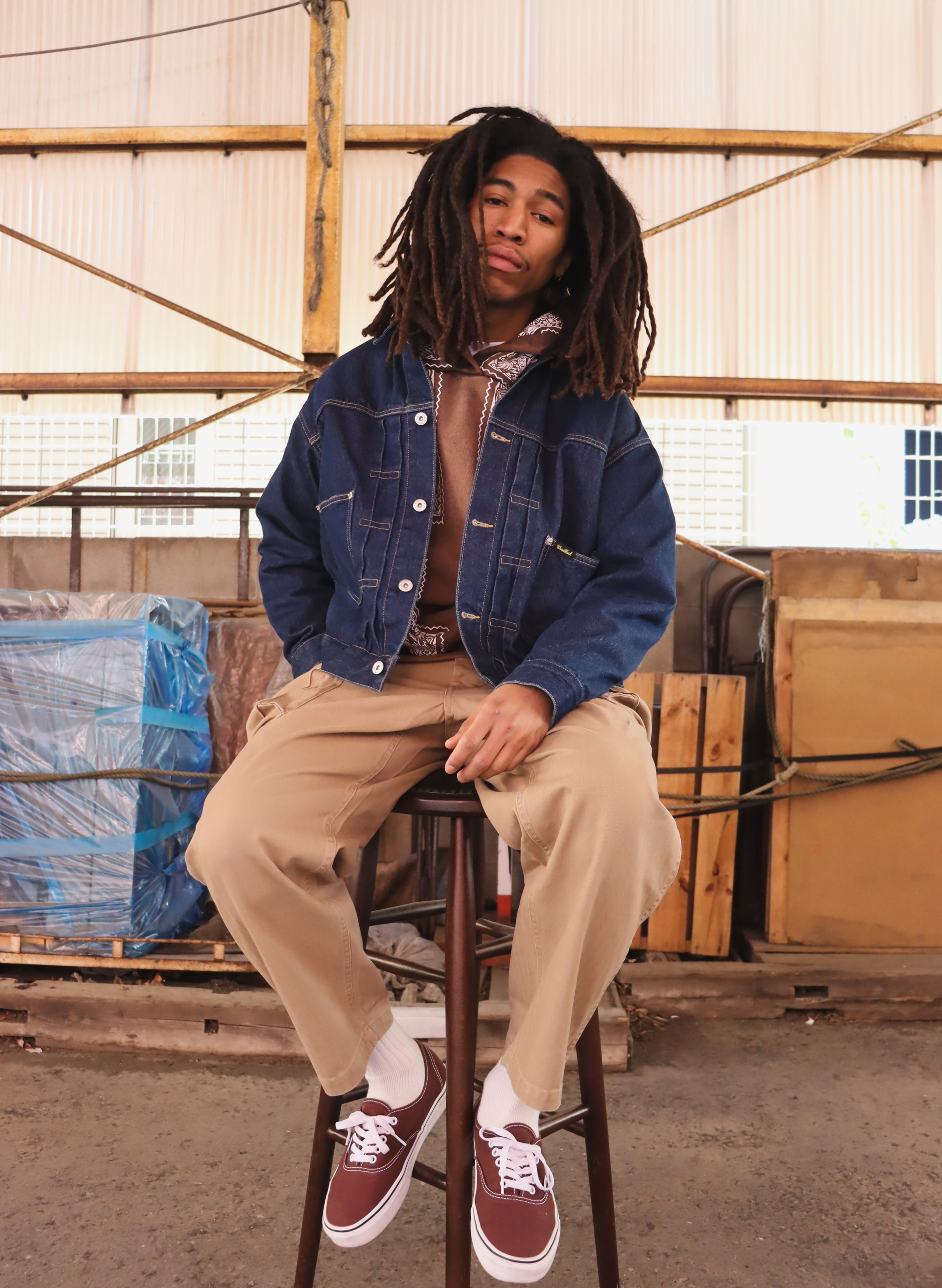 WOODBLOCK W-44 HERRINGBONE CARGO PANTS KHAKI (WB-26SS-002)