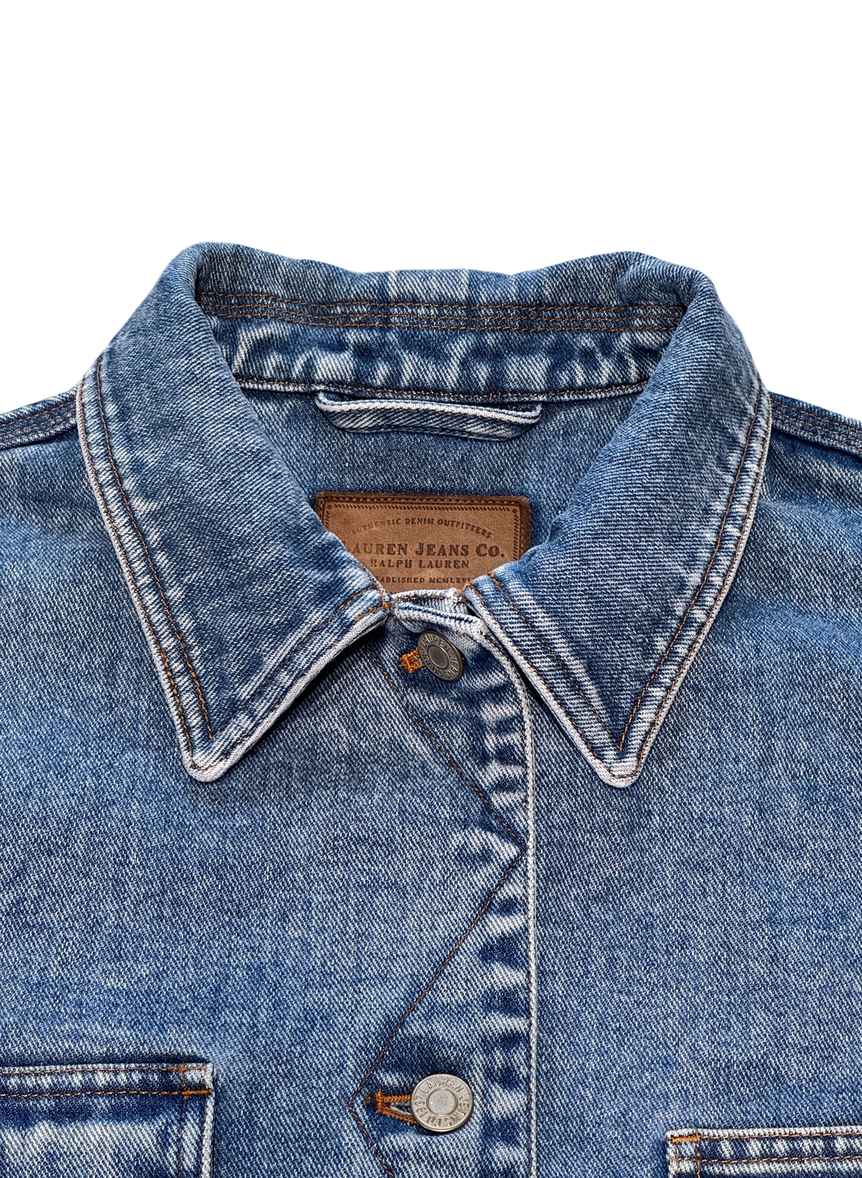 SUP-519) LAUREN JEANS CO. COVERALL DENIM JACKET – WOODBLOCK