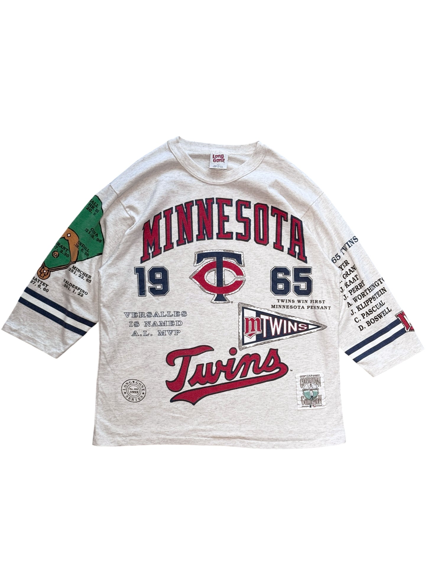 (SUP-746) MLB 1965 MINNESOTA TWINS 3/4 SLEEVE TEE - MADE IN U.S.A.