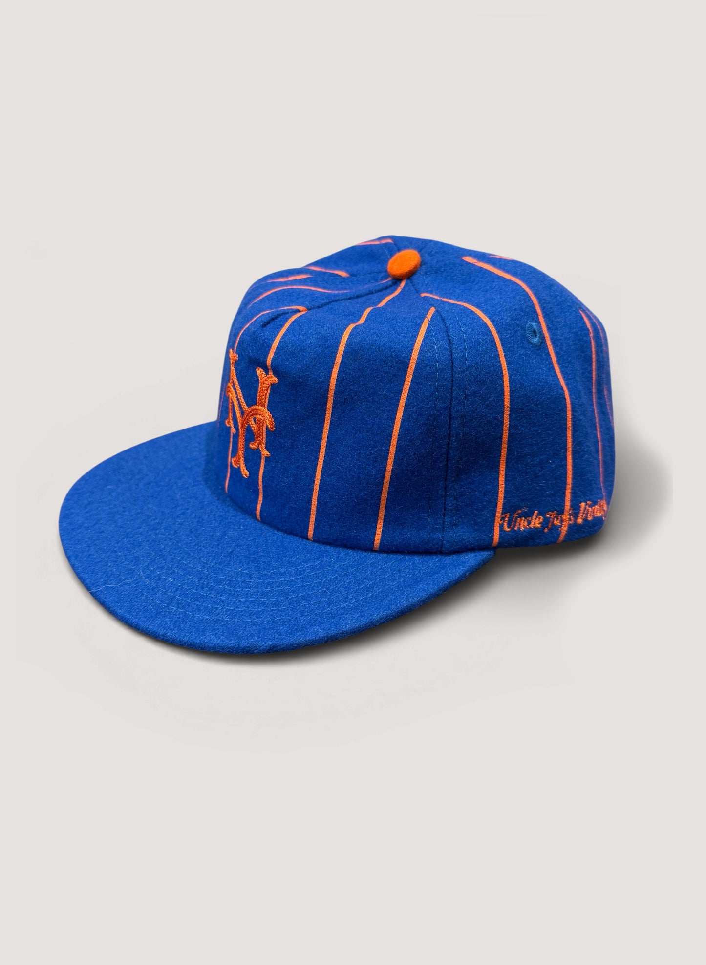 Uncle Jay's Vintage PINSTRIPE METS Chainstitch CAP BLUE/ORANGE (UNCLE-008)