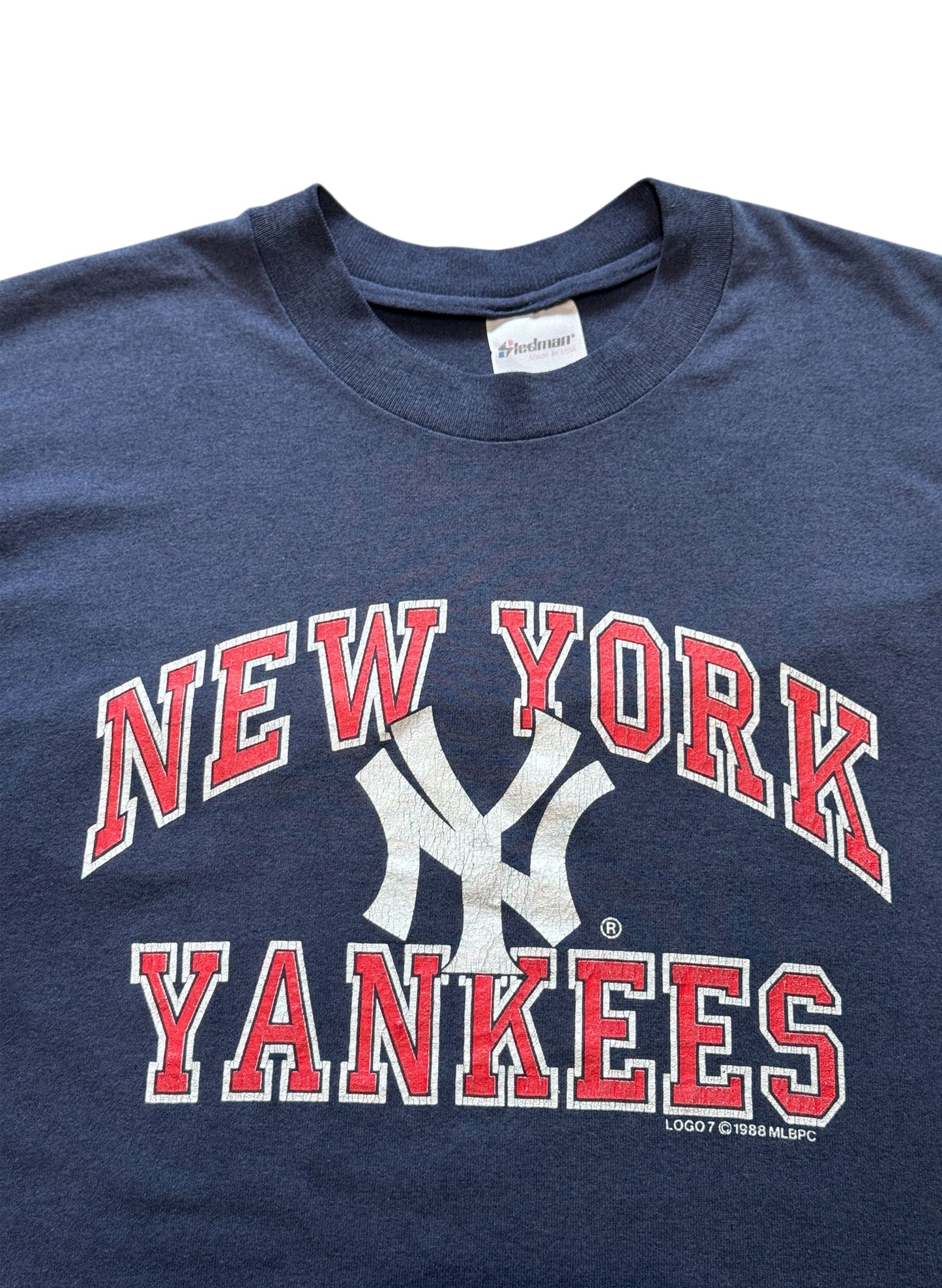 (SUP-622) 80s LOGO7 NEW YORK YANKEES "CUT OFF" TEE - MADE IN U.S.A.