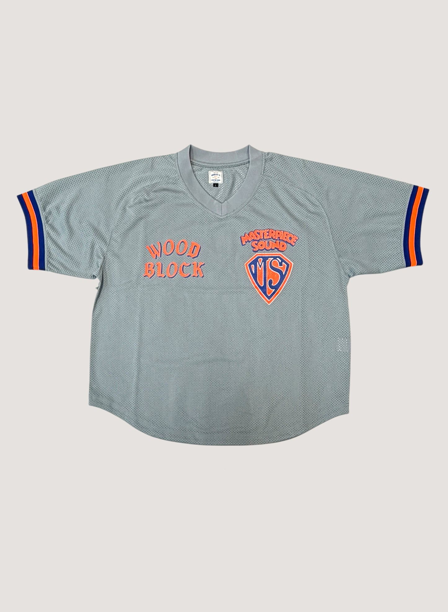 WOODBLOCK x MASTERPIECE SOUND V-NECK GAME SHIRT GREY (WB-26SS-022)