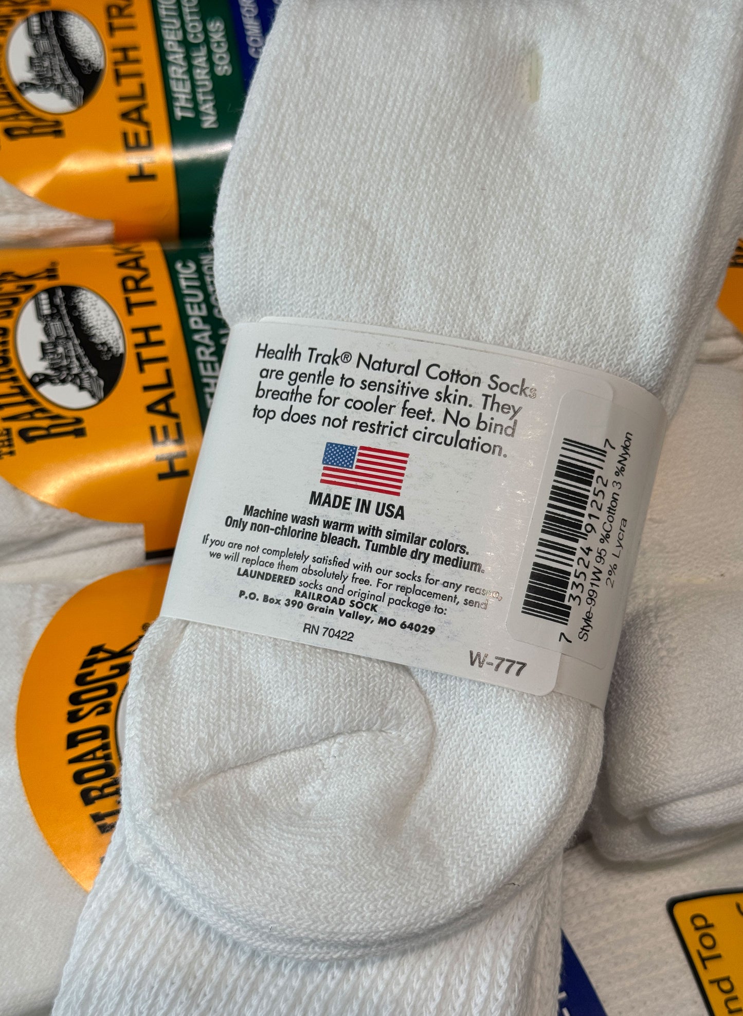 (SUP-441) THE RAILROAD SOCK HEALTH TRAK (2P) "DIABETICS" - MADE IN U.S.A.
