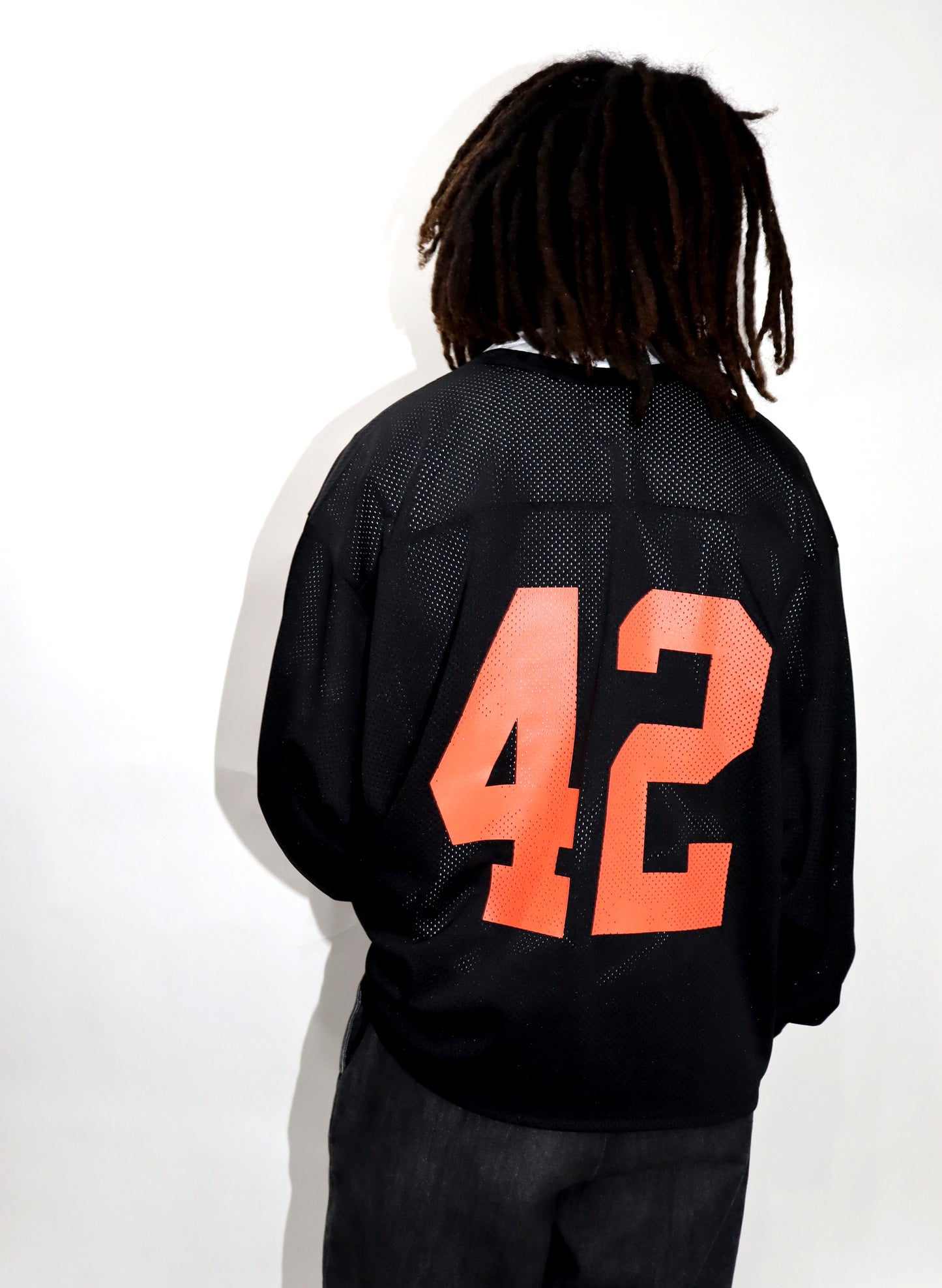 WOODBLOCK 42 MESH FOOTBALL LS SHIRT BLACK/ORANGE (WB-25SS-004)