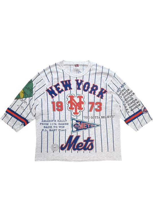 (SUP-814) MLB 1973 NEW YORK METS 3/4 SLEEVE TEE (L) - MADE IN U.S.A.