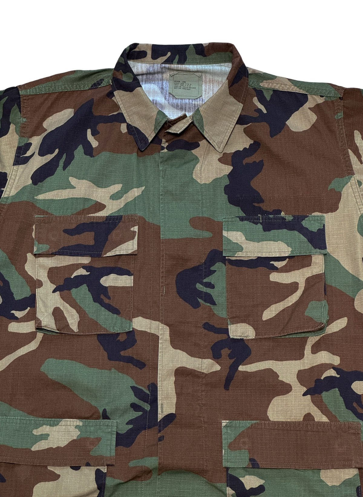(SUP-847) US MILITARY WOODLAND CAMO RIPSTOP BDU SHIRT (1) - M/L