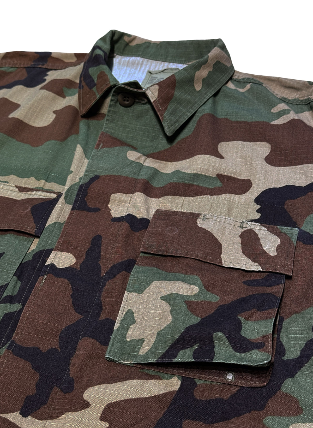(SUP-848) US MILITARY WOODLAND CAMO RIPSTOP BDU SHIRT (2) - M/L