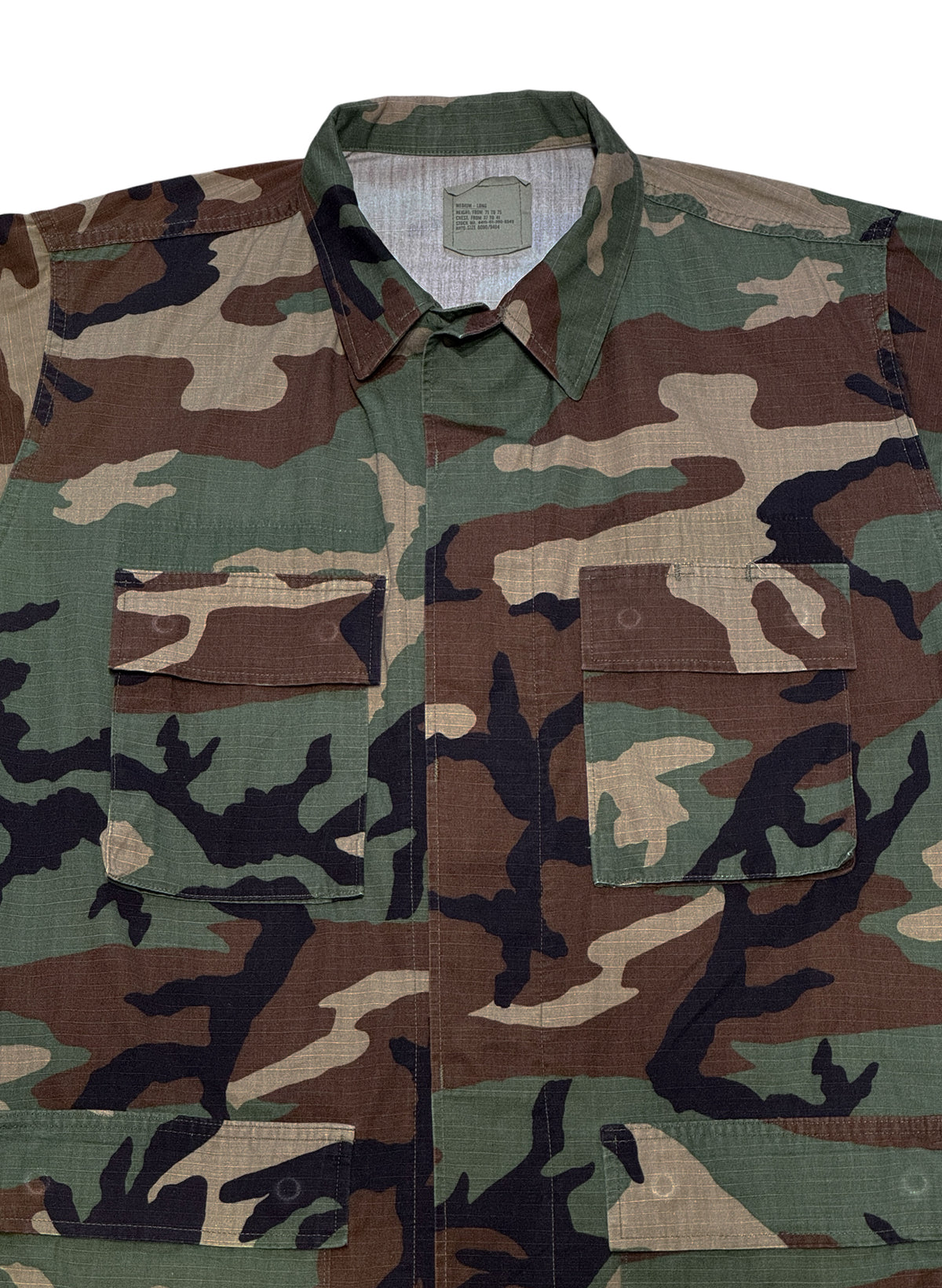 (SUP-848) US MILITARY WOODLAND CAMO RIPSTOP BDU SHIRT (2) - M/L