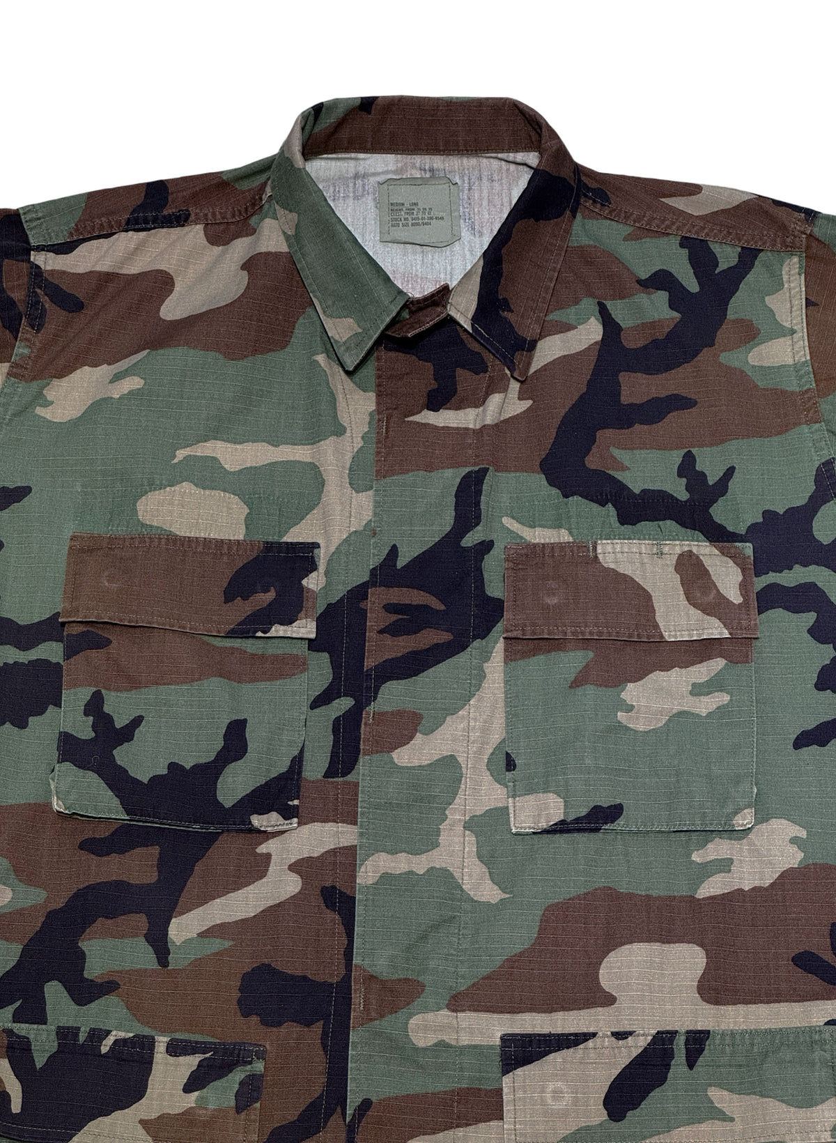 (SUP-849) US MILITARY WOODLAND CAMO RIPSTOP BDU SHIRT (3) - M/L
