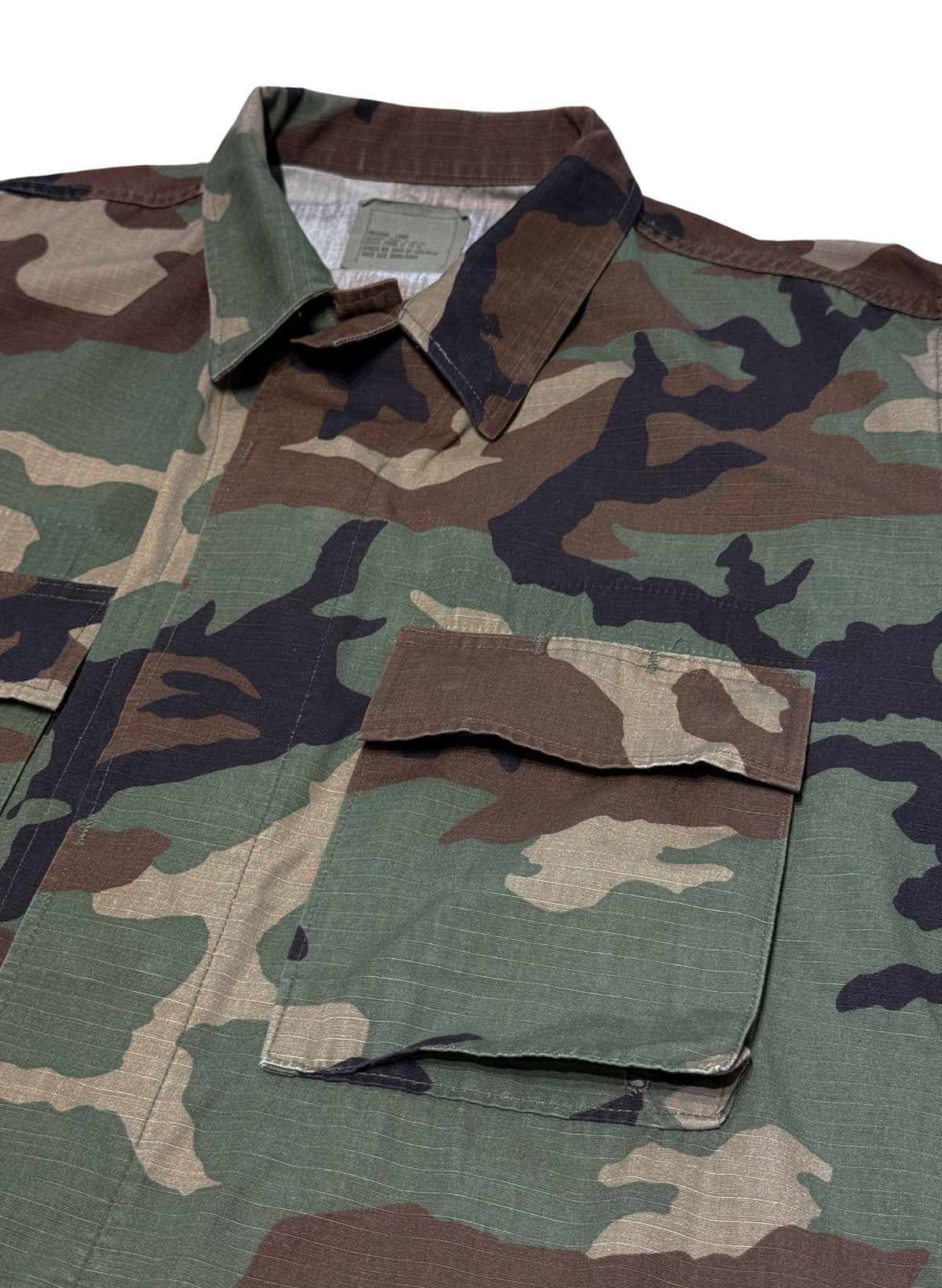(SUP-849) US MILITARY WOODLAND CAMO RIPSTOP BDU SHIRT (3) - M/L