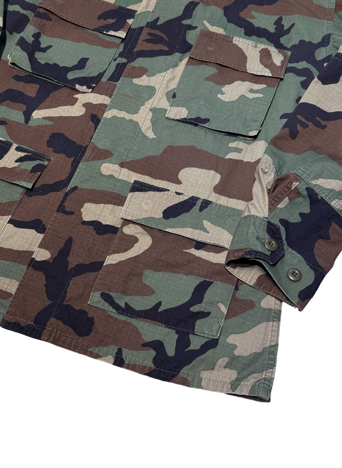 (SUP-849) US MILITARY WOODLAND CAMO RIPSTOP BDU SHIRT (3) - M/L