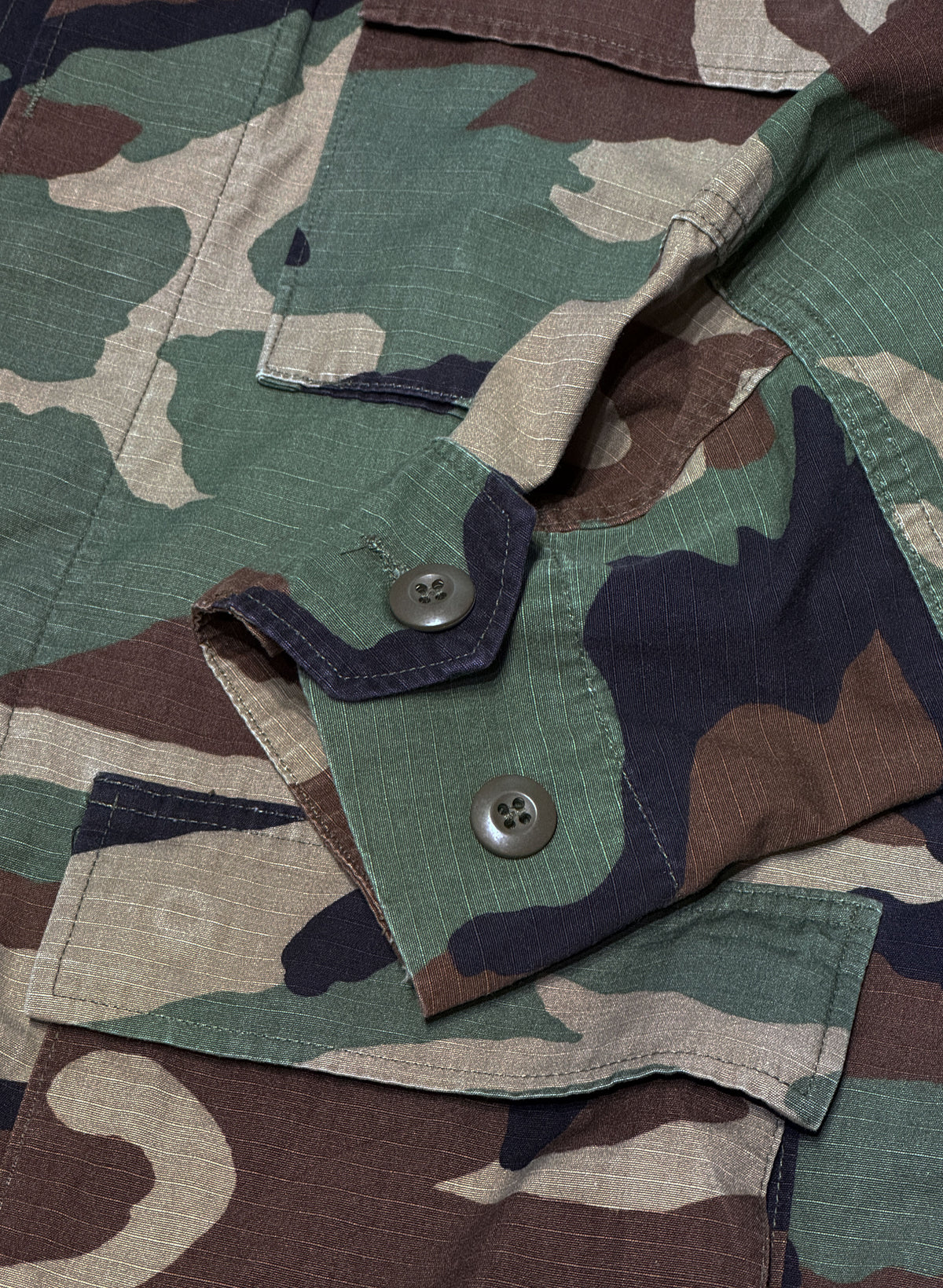 (SUP-849) US MILITARY WOODLAND CAMO RIPSTOP BDU SHIRT (3) - M/L