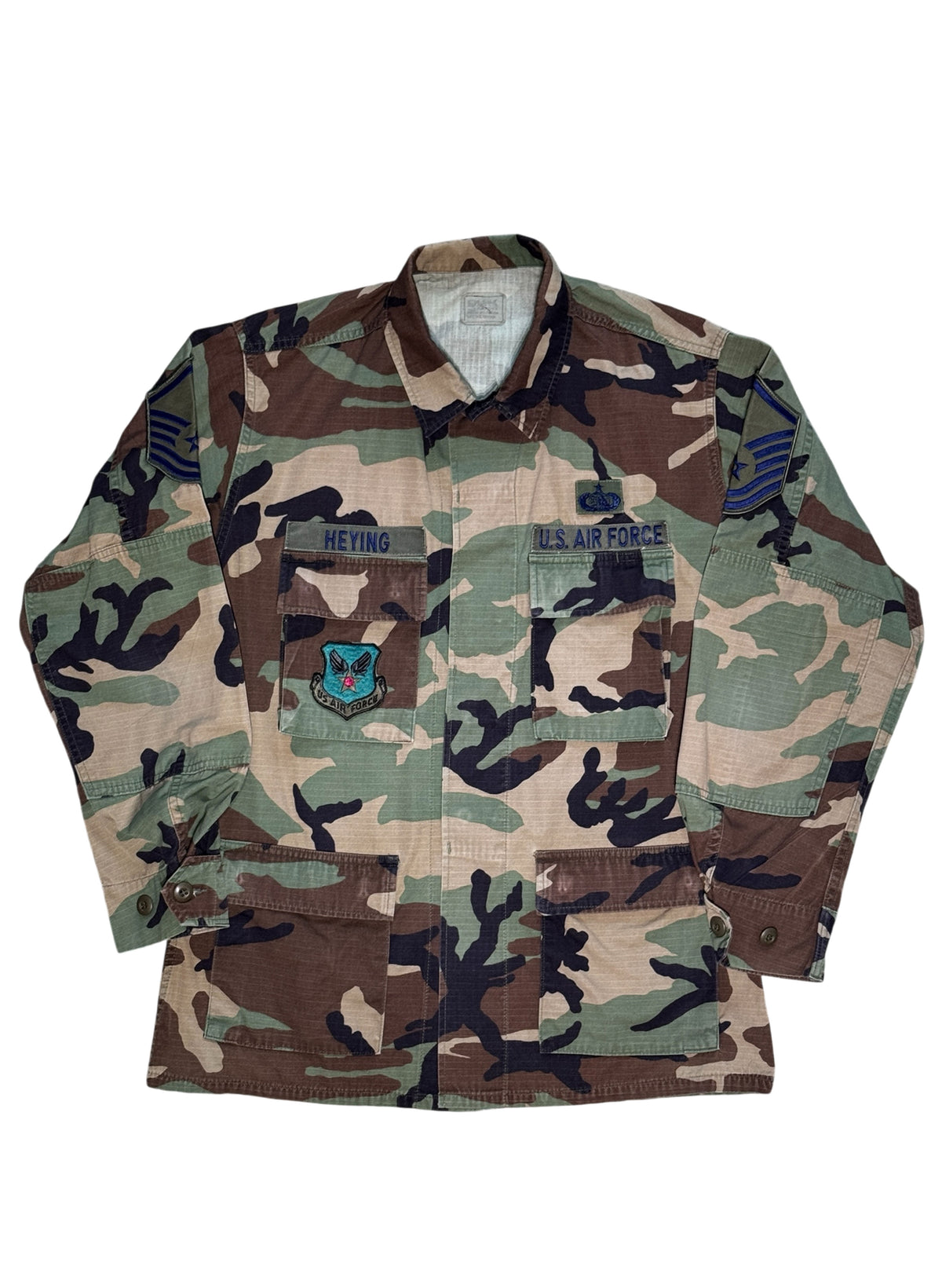 (SUP-846) US MILITARY WOODLAND CAMO RIPSTOP BDU SHIRT "AIR FORCE" - M/R