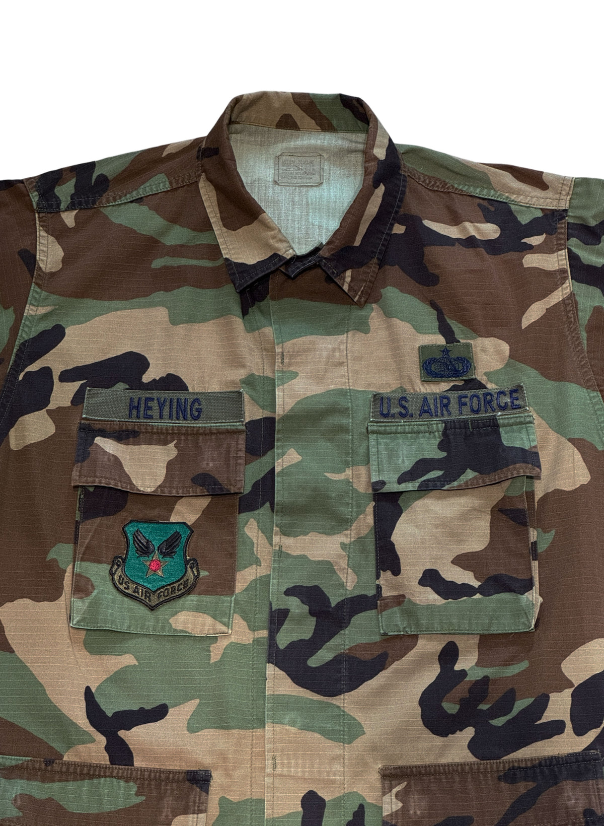 (SUP-846) US MILITARY WOODLAND CAMO RIPSTOP BDU SHIRT "AIR FORCE" - M/R